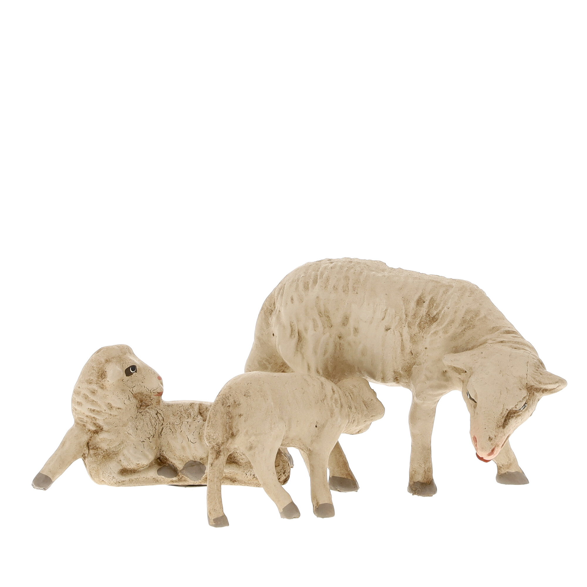 Mutterschaf mit 2 Lämmern, zu 11 - 12cm Figuren - MAROLIN Krippenfiguren