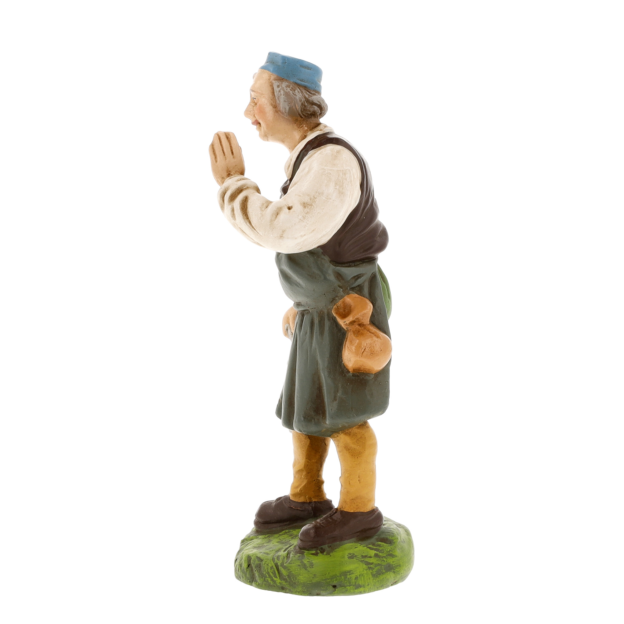 Keramikfigur alter Mann mit Schürze, handbemalt