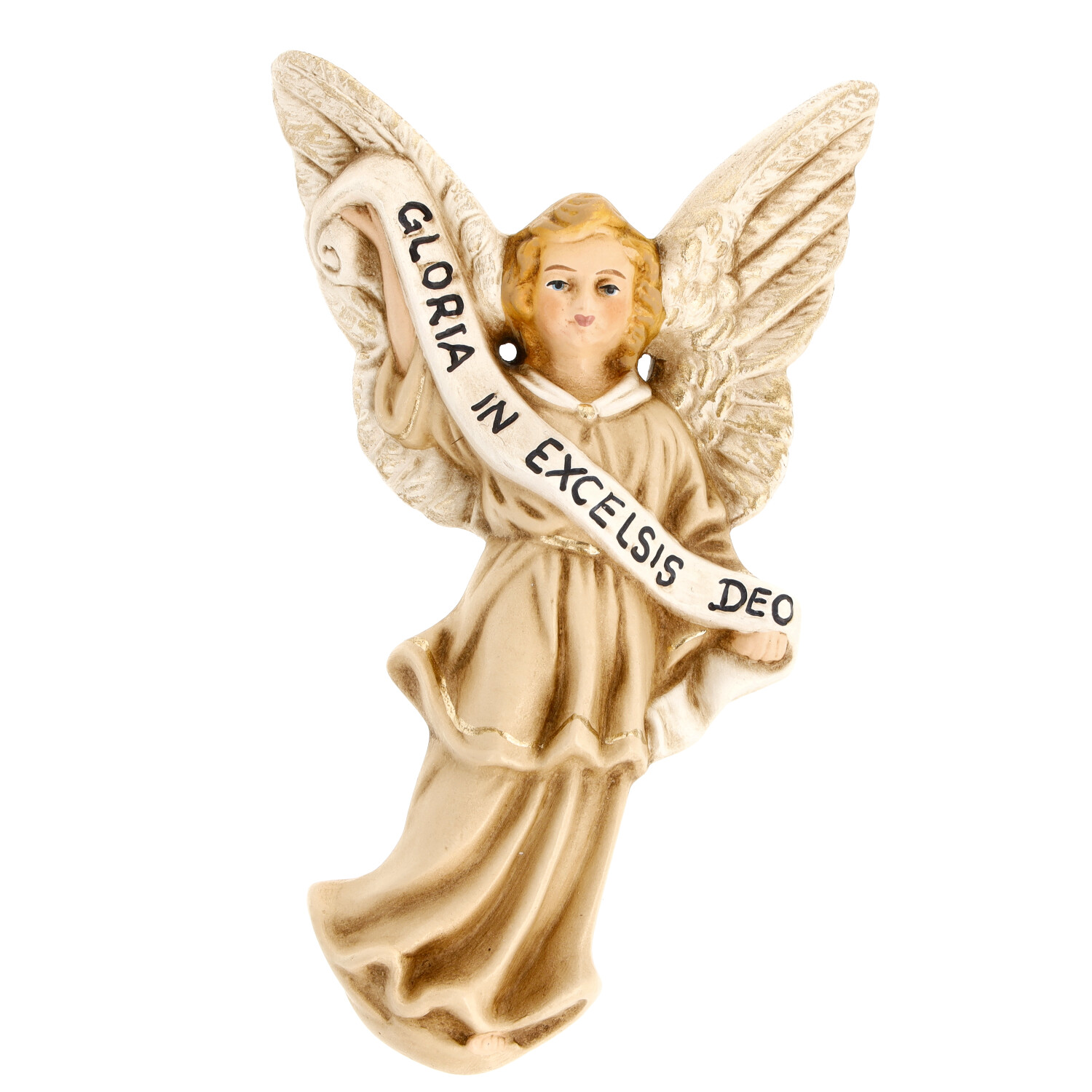Goldener Engel mit Schriftband Gloria in excelsis Deo
