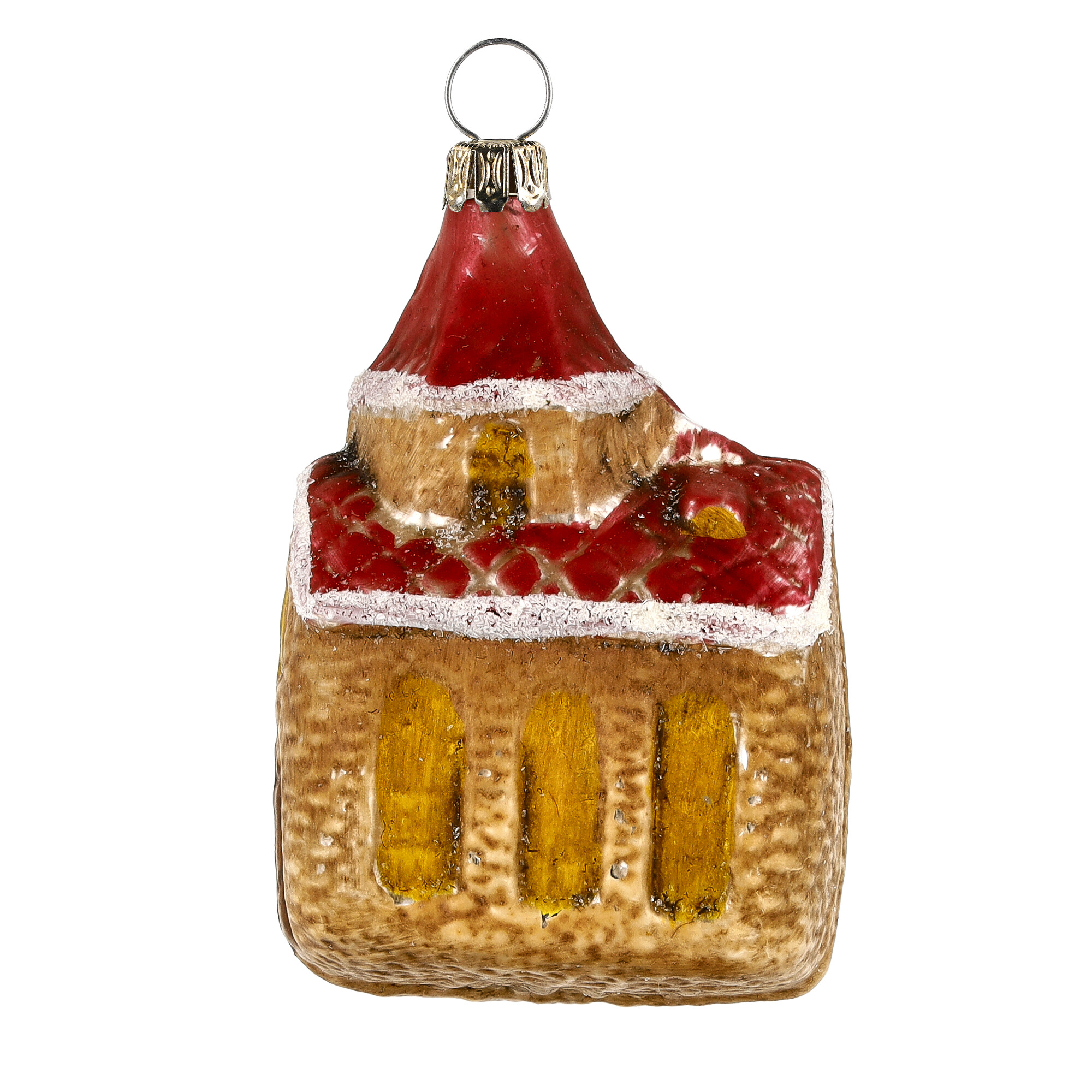 Nostalgisches Glasornament - Kirche mit rotem Dach - nostalgischer christbaumschmuck - lauscha