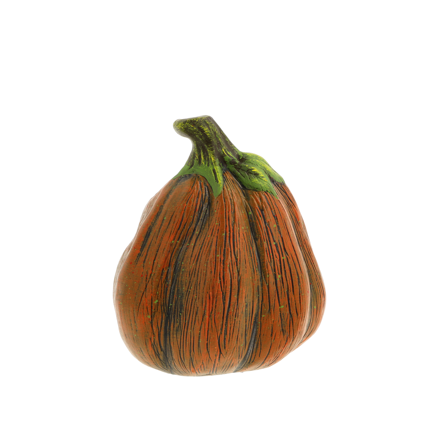 Dekorativer Zierkürbis in Orange, grüner Stiel