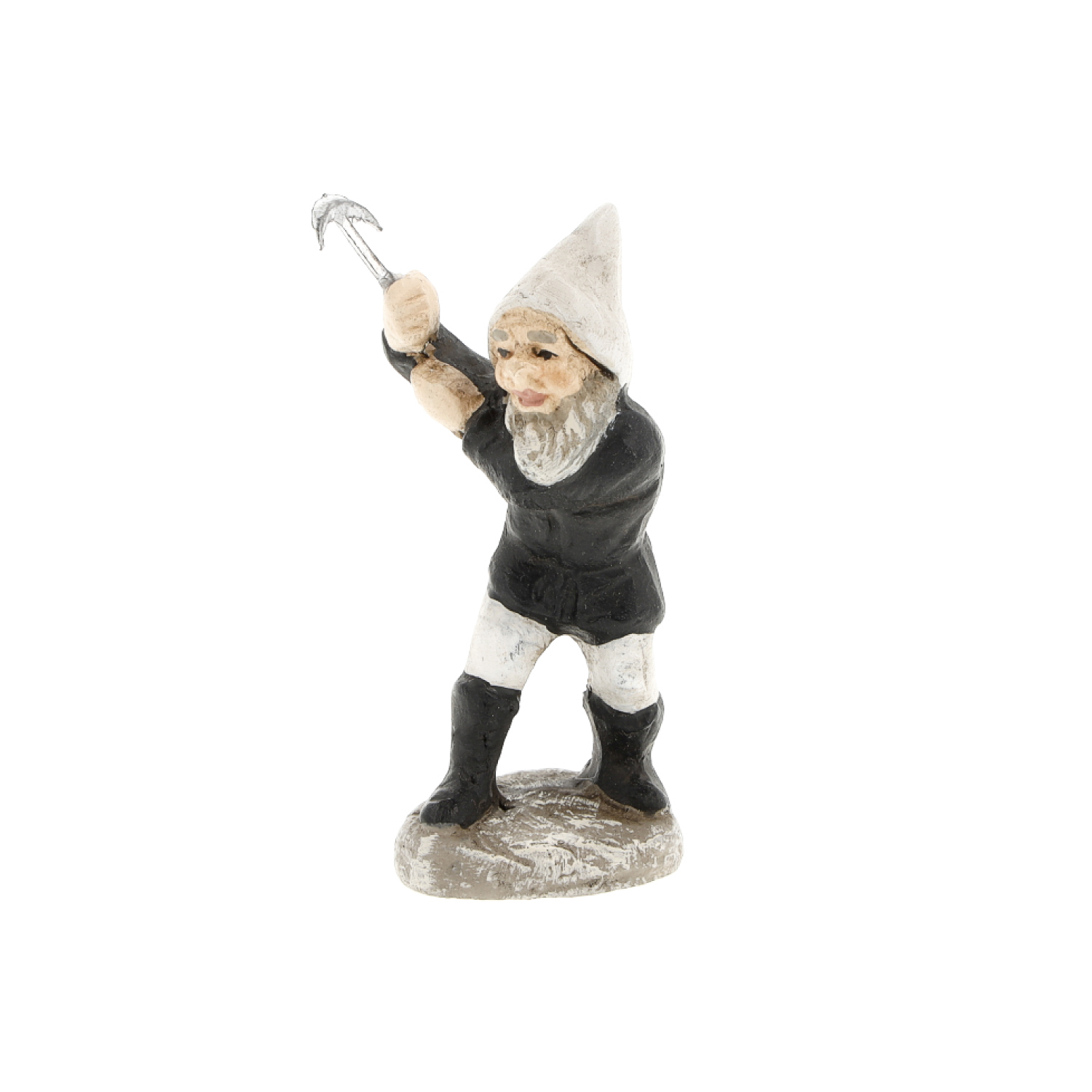 Gartenzwerg-Figur mit Haken, schwarz-weiß