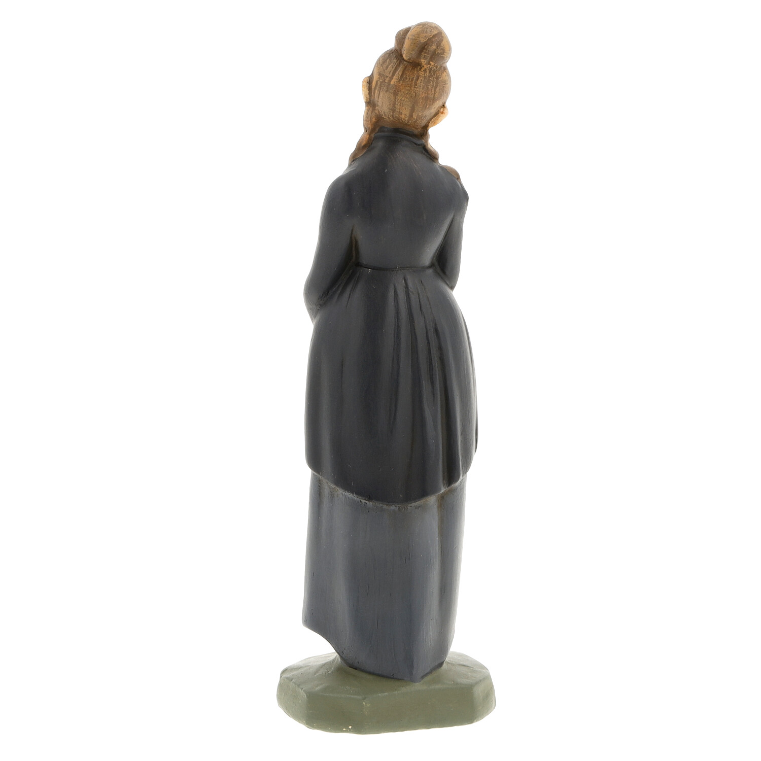 Dekofigur einer Frau in schwarzer Tracht, Rückseite
