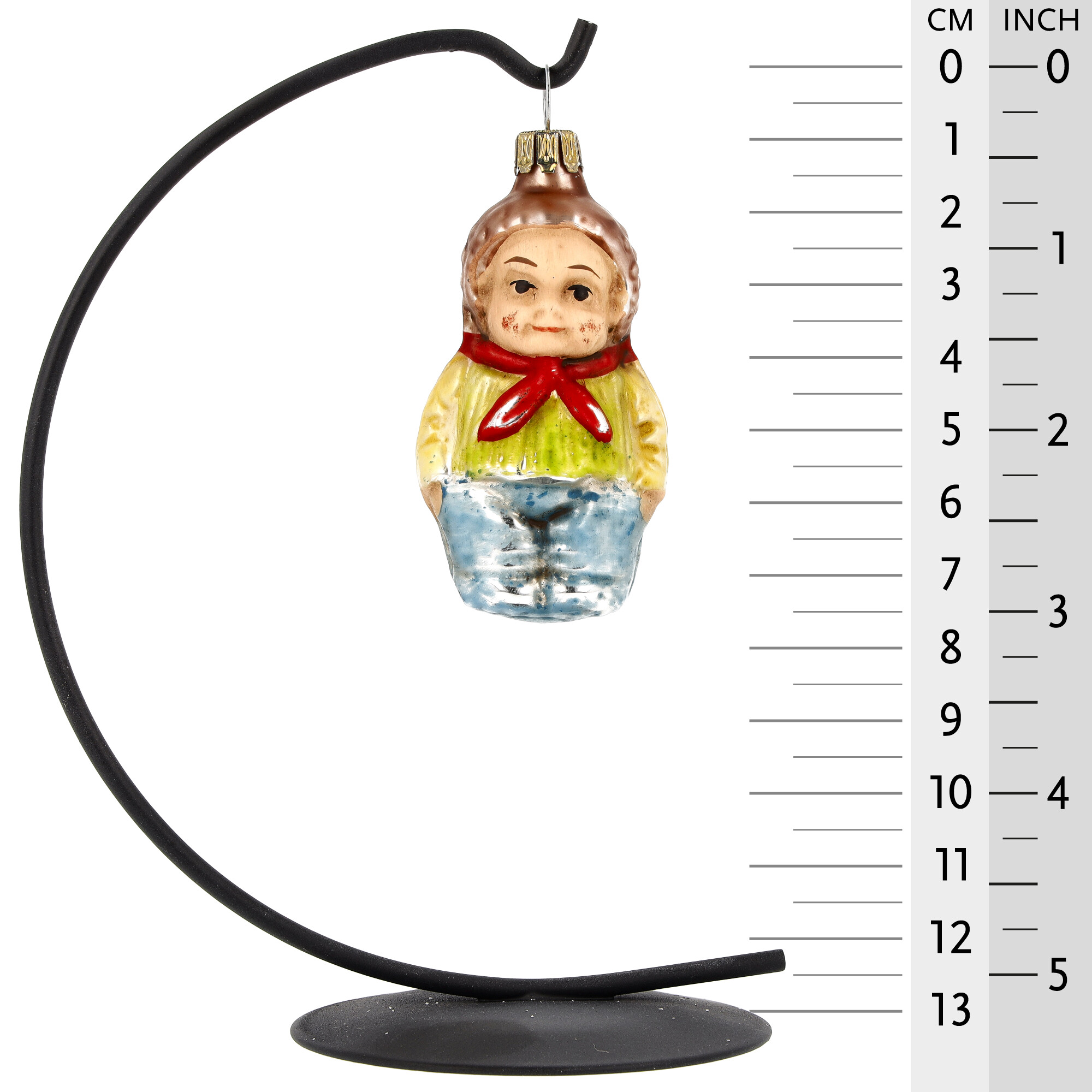 Glas-Christbaumanhänger Figur mit rotem Halstuch