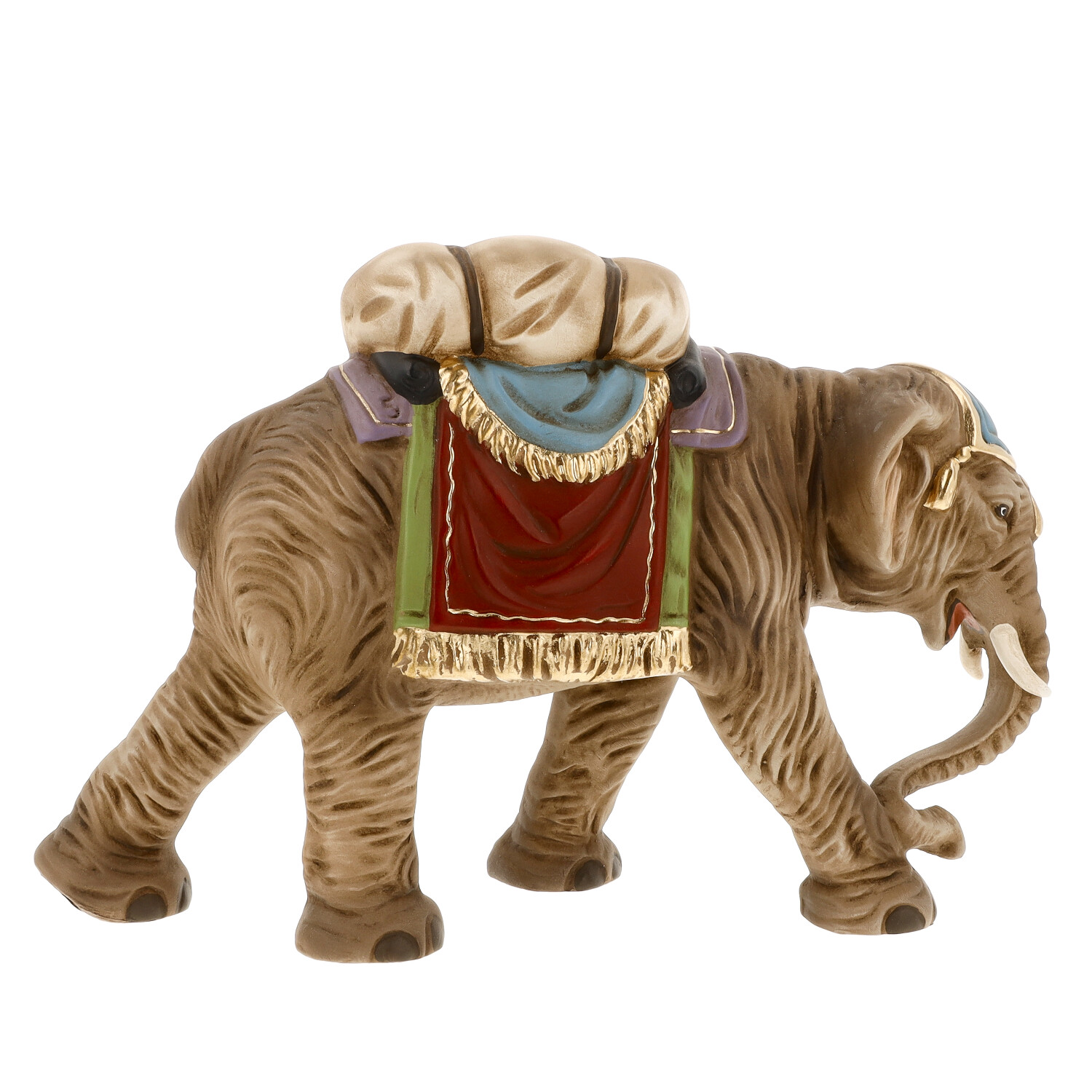 Elefant Dekofigur mit Sattel und Gepäckrolle