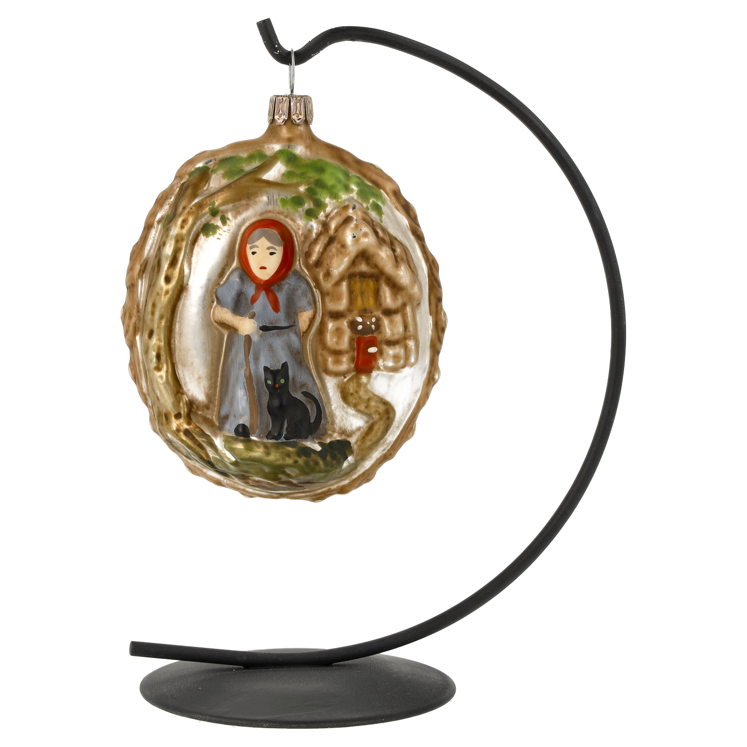 Christbaumschmuck Glaskugel Hänsel, Gretel & Hexe patiniert