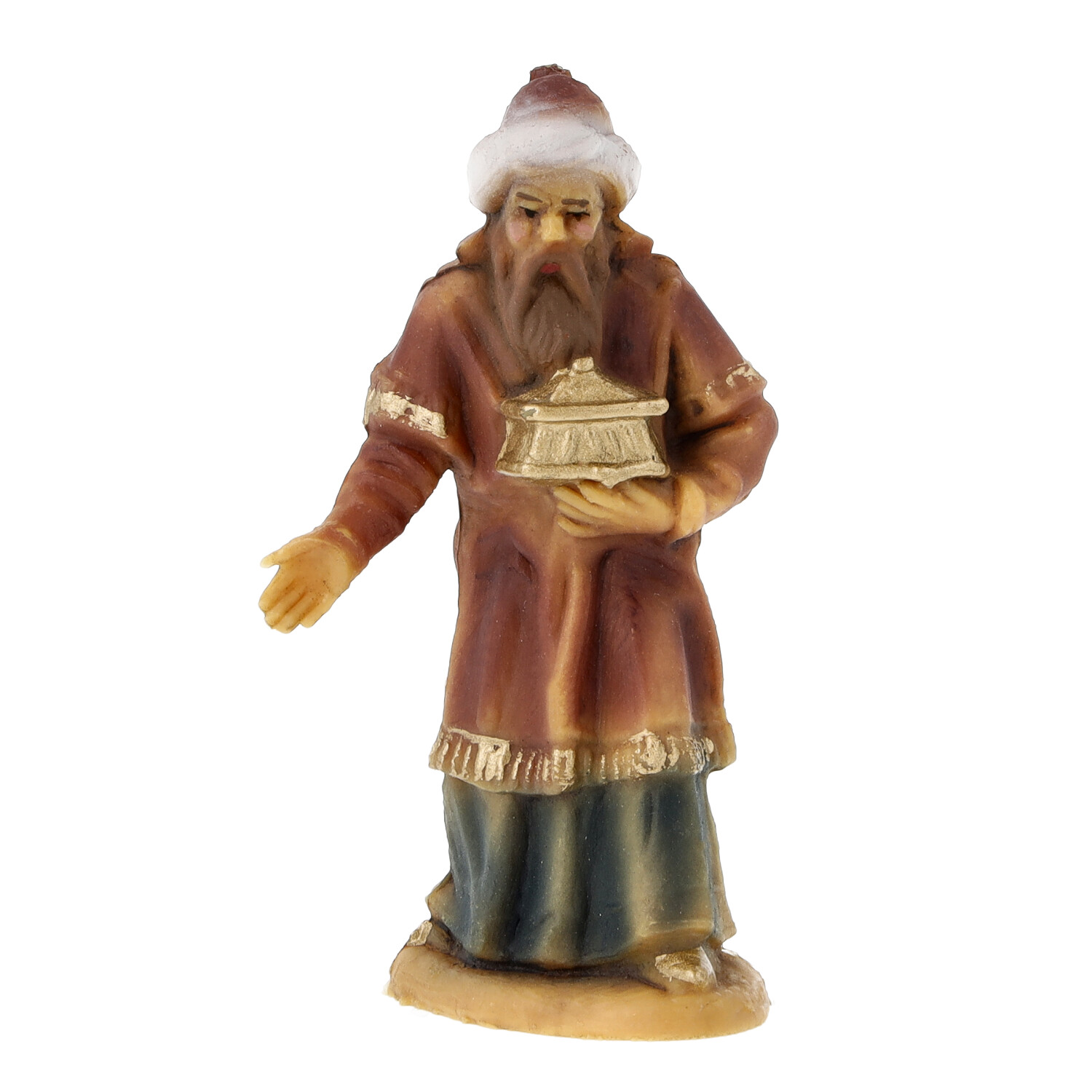 Krippenfigur König mit Geschenkbox, Weihnachtsdeko