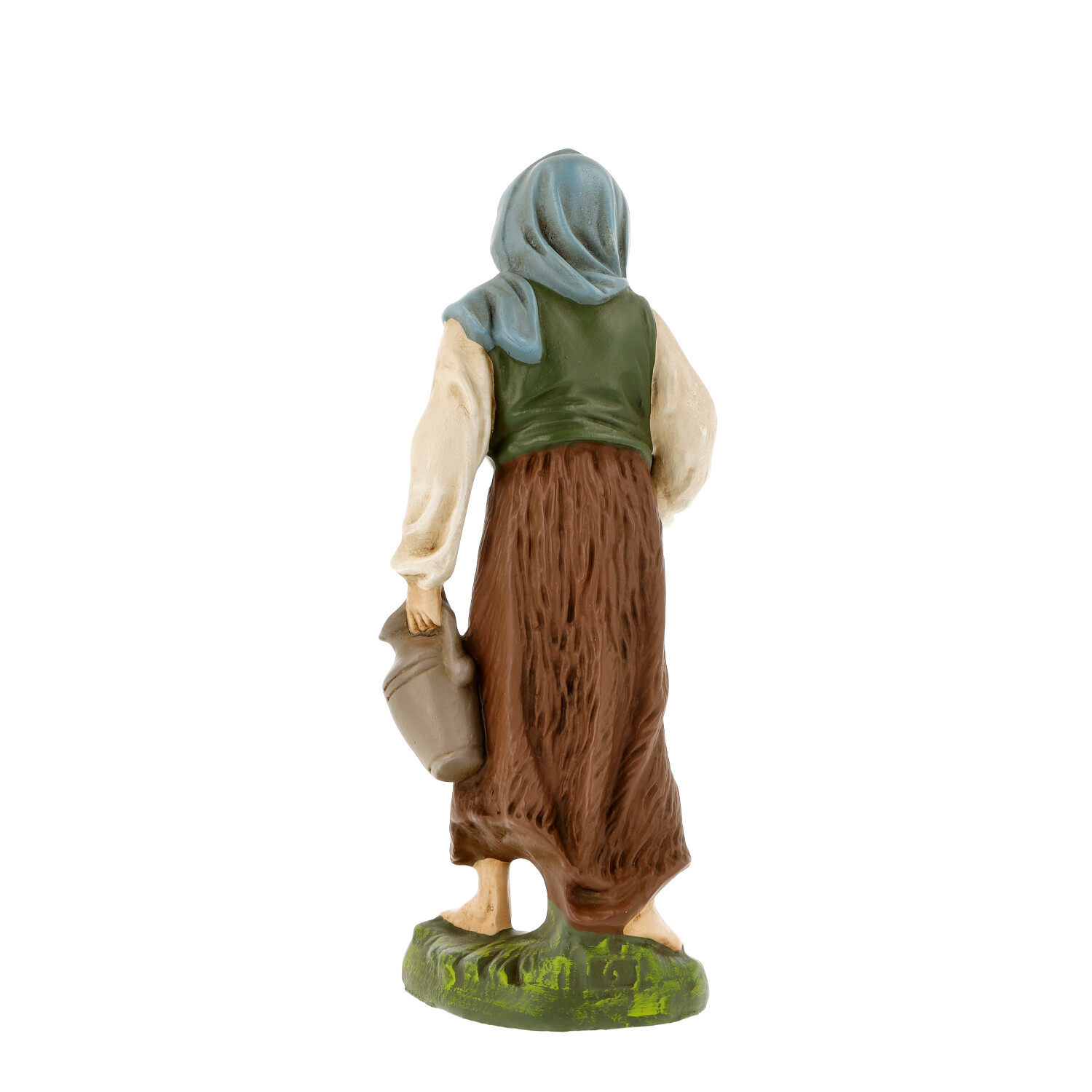 Krippenfigur Bäuerin mit Wasserkrug, Rückansicht