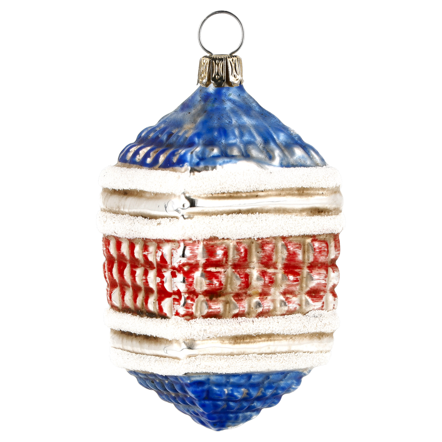 Christbaumanhänger aus Glas, blau-rot, vintage