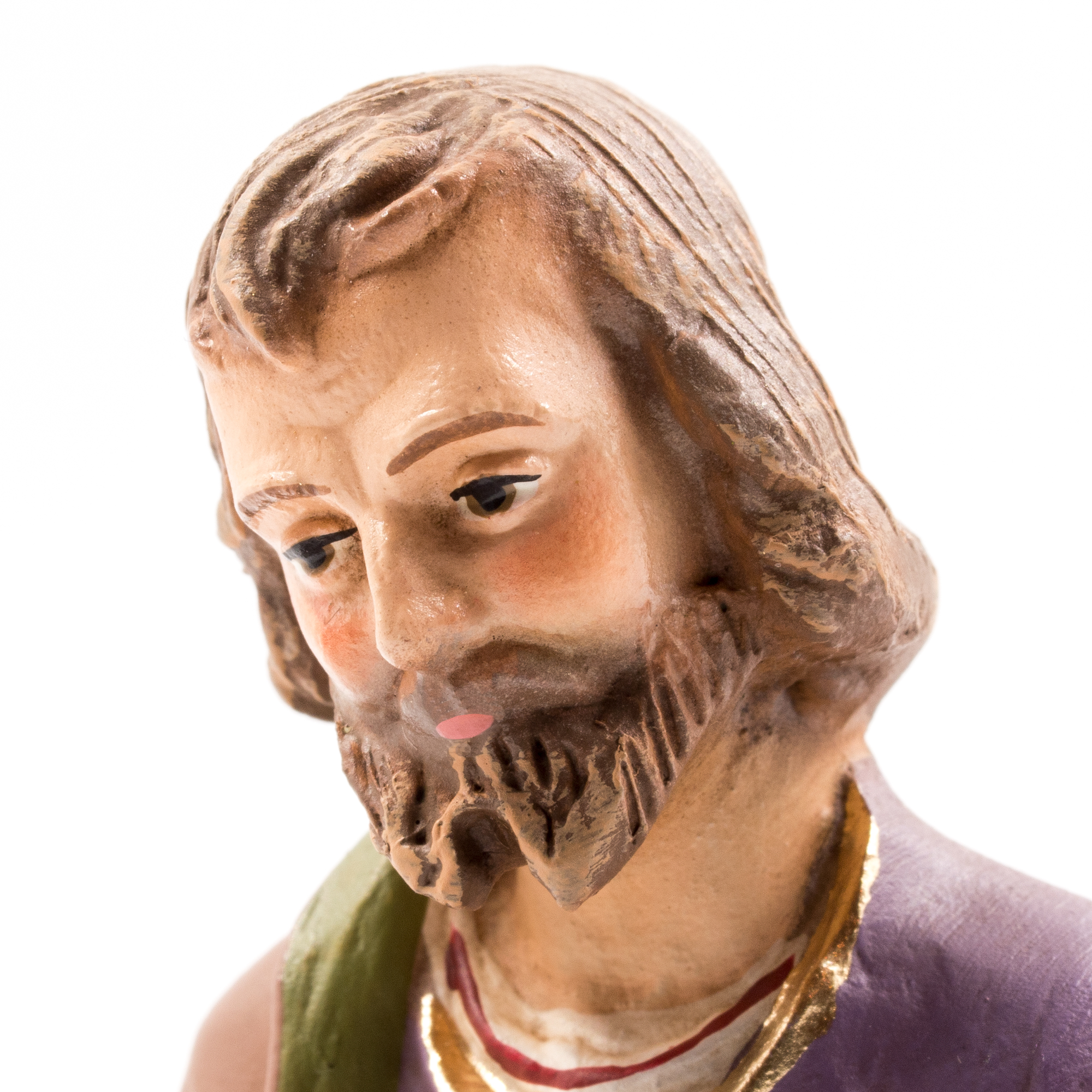 Handbemalte Krippenfigur eines bärtigen Mannes