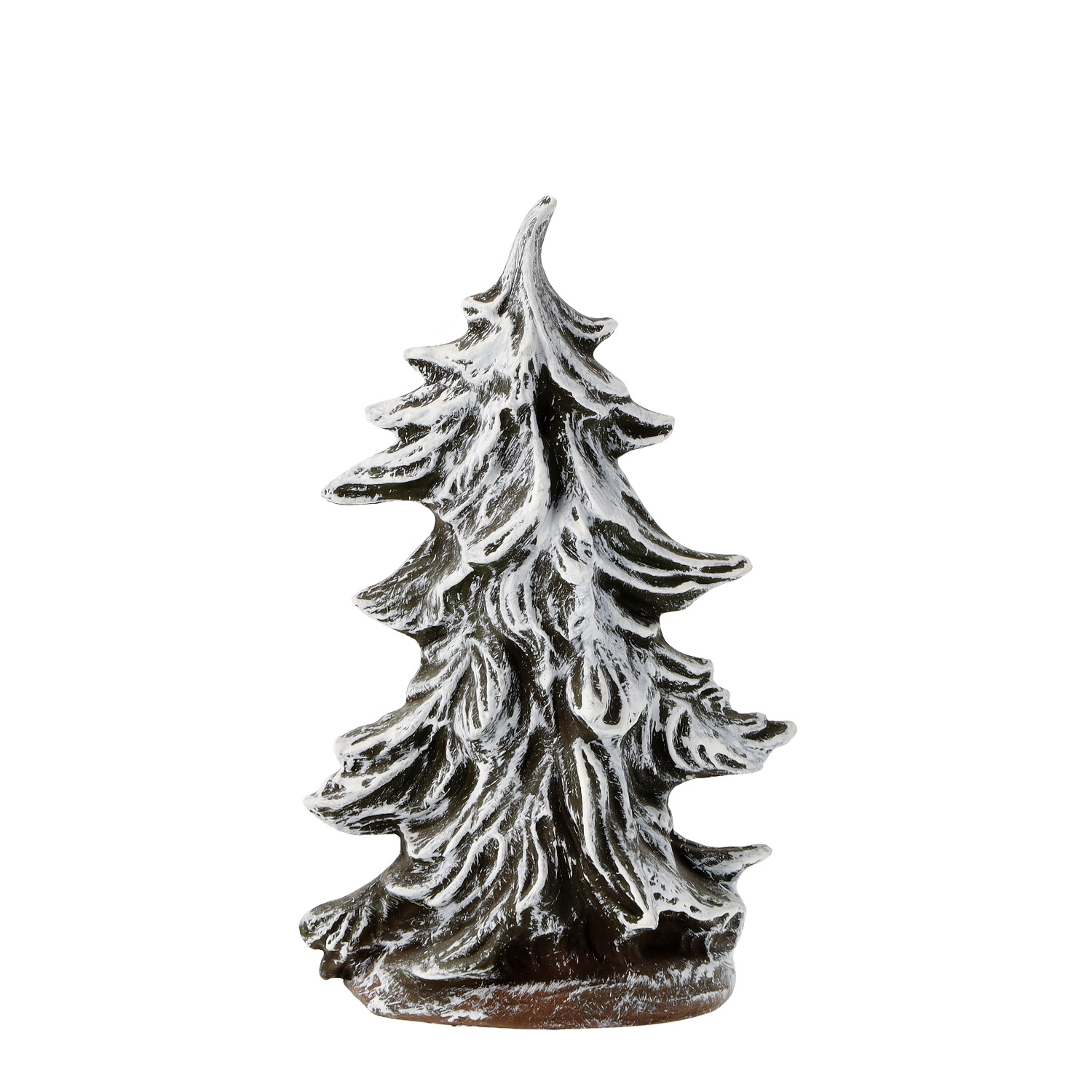 Weihnachtsbaum Figur mit Schneeeffekt, braun-grün