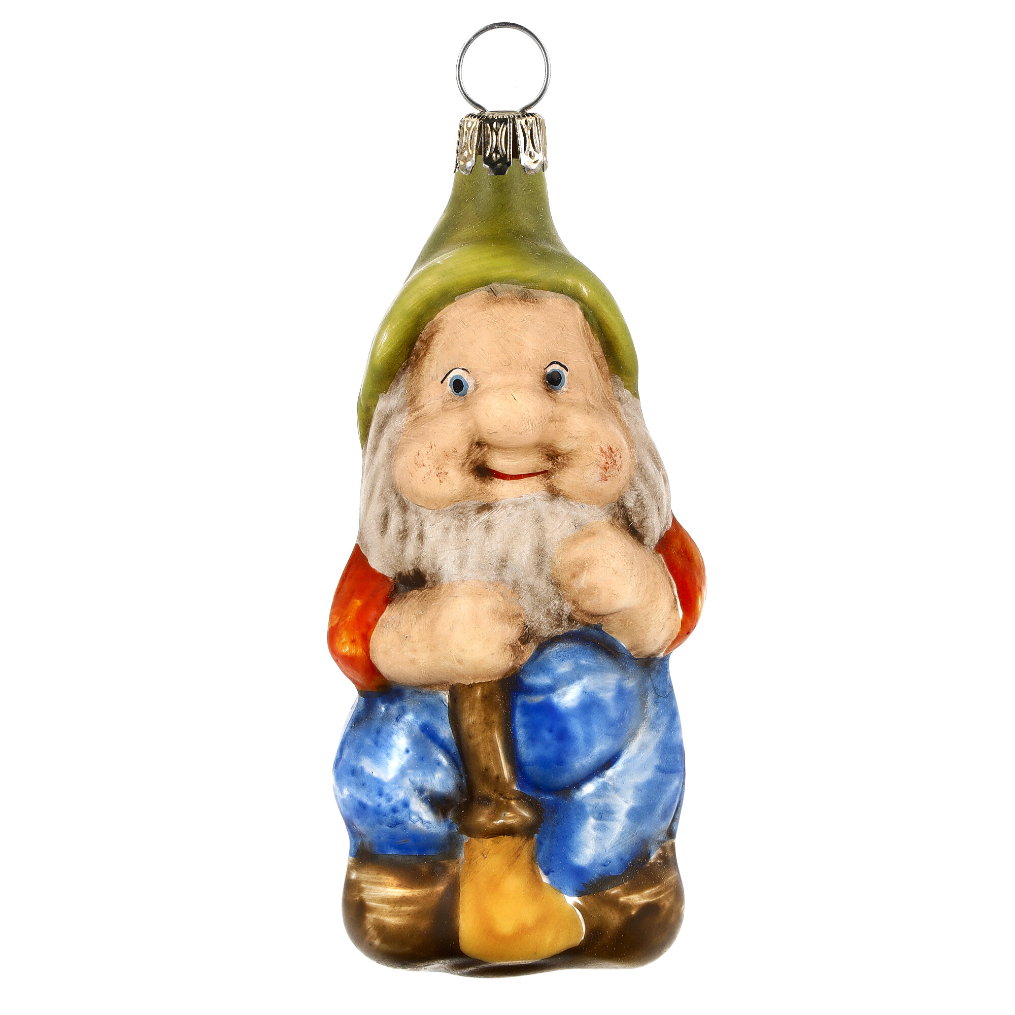 Weihnachtsanhänger Glas-Zwerg, bunt, mit Werkzeug