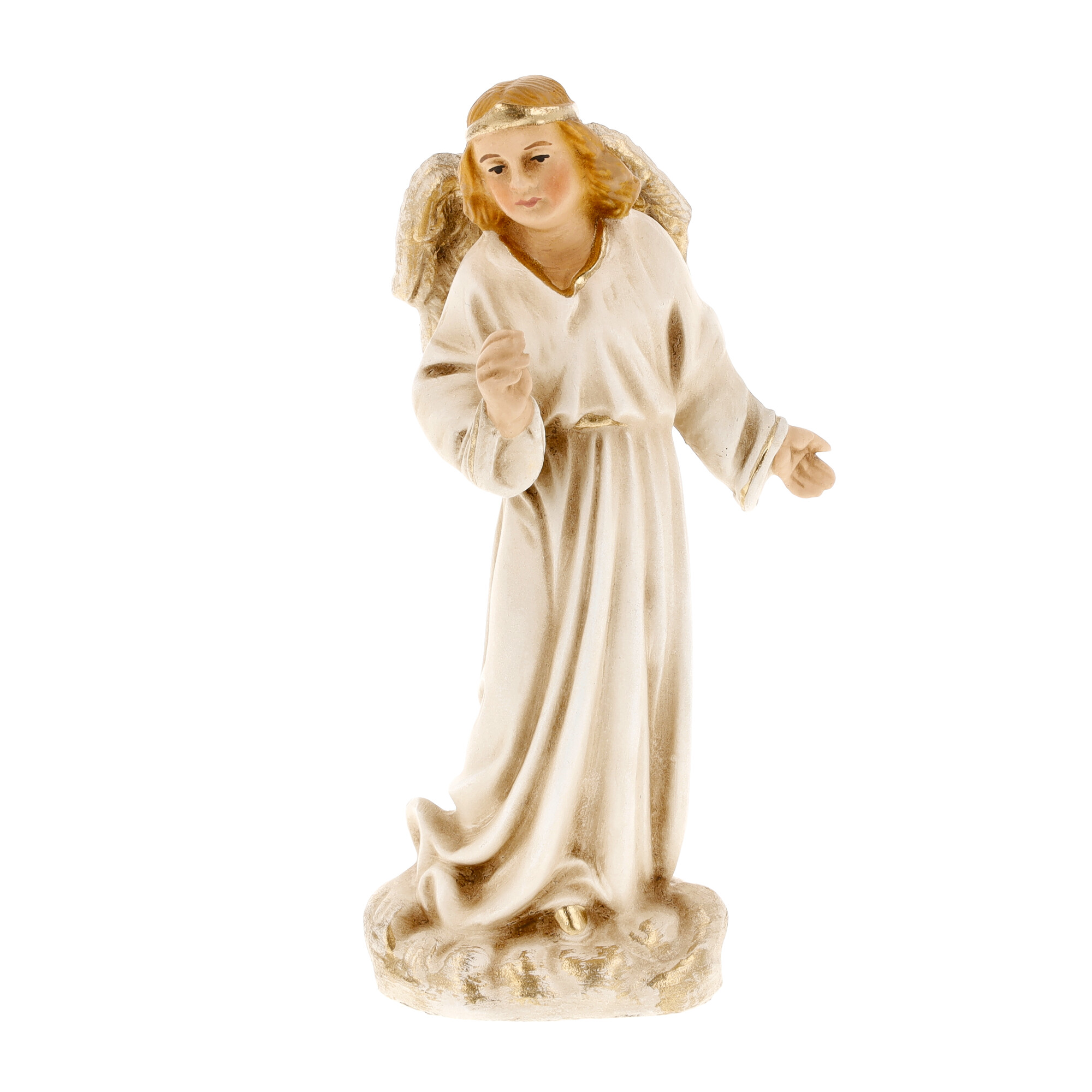 Verkündigungsengel in Antikweiß, zu 11cm Krippenfiguren - Original MAROLIN® - Engel für Ihre Weihnachtskrippe - Made in Germany