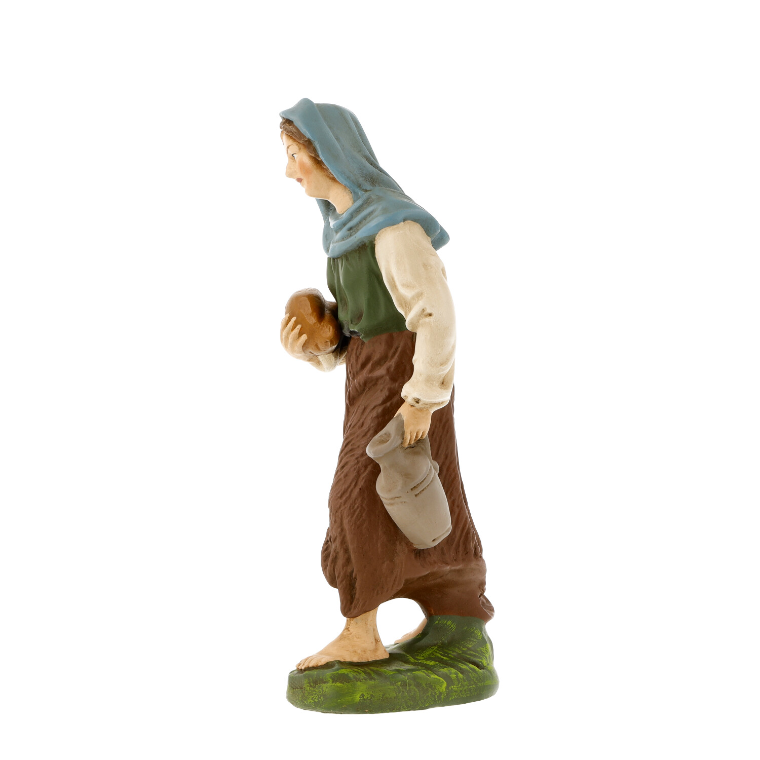 Bäuerin-Figur mit Krug und Brot für Krippe