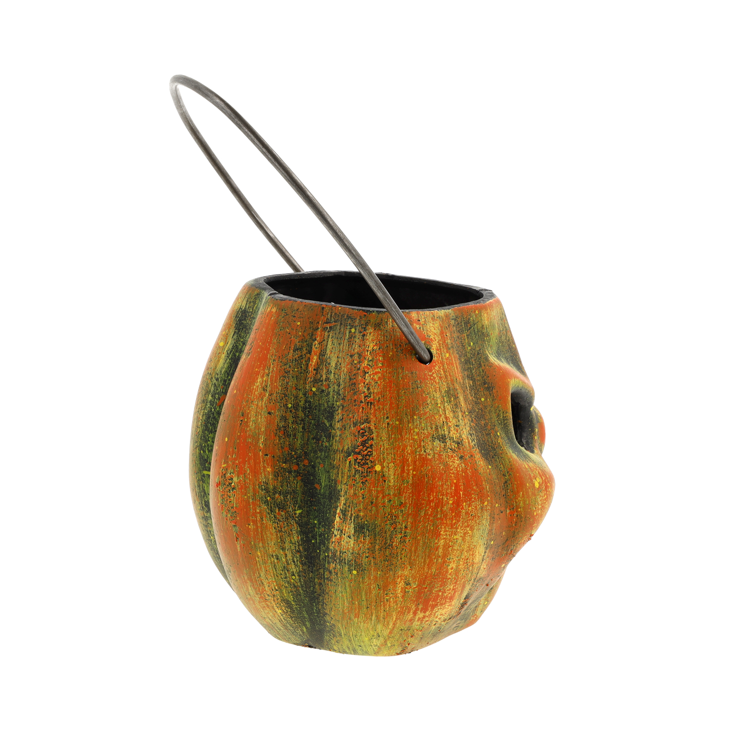 Halloween Kürbis Deko-Eimer mit Metallhenkel