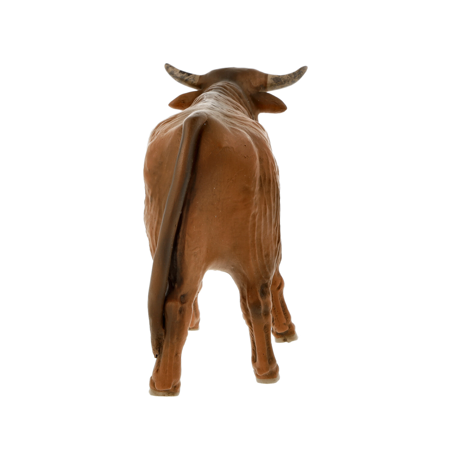 Braune Stier-Figur aus Kunststoff, Rückansicht