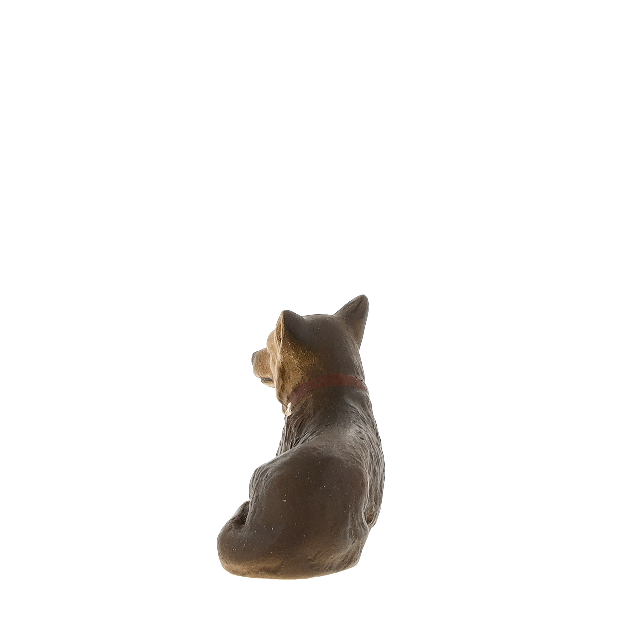 Braune Hundefigur liegend, Rückansicht