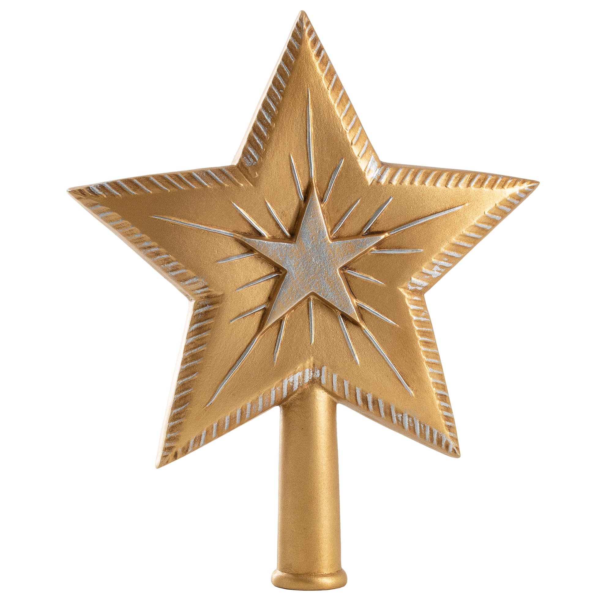 Goldene Baumspitze Stern für Weihnachtsbaum, Metall