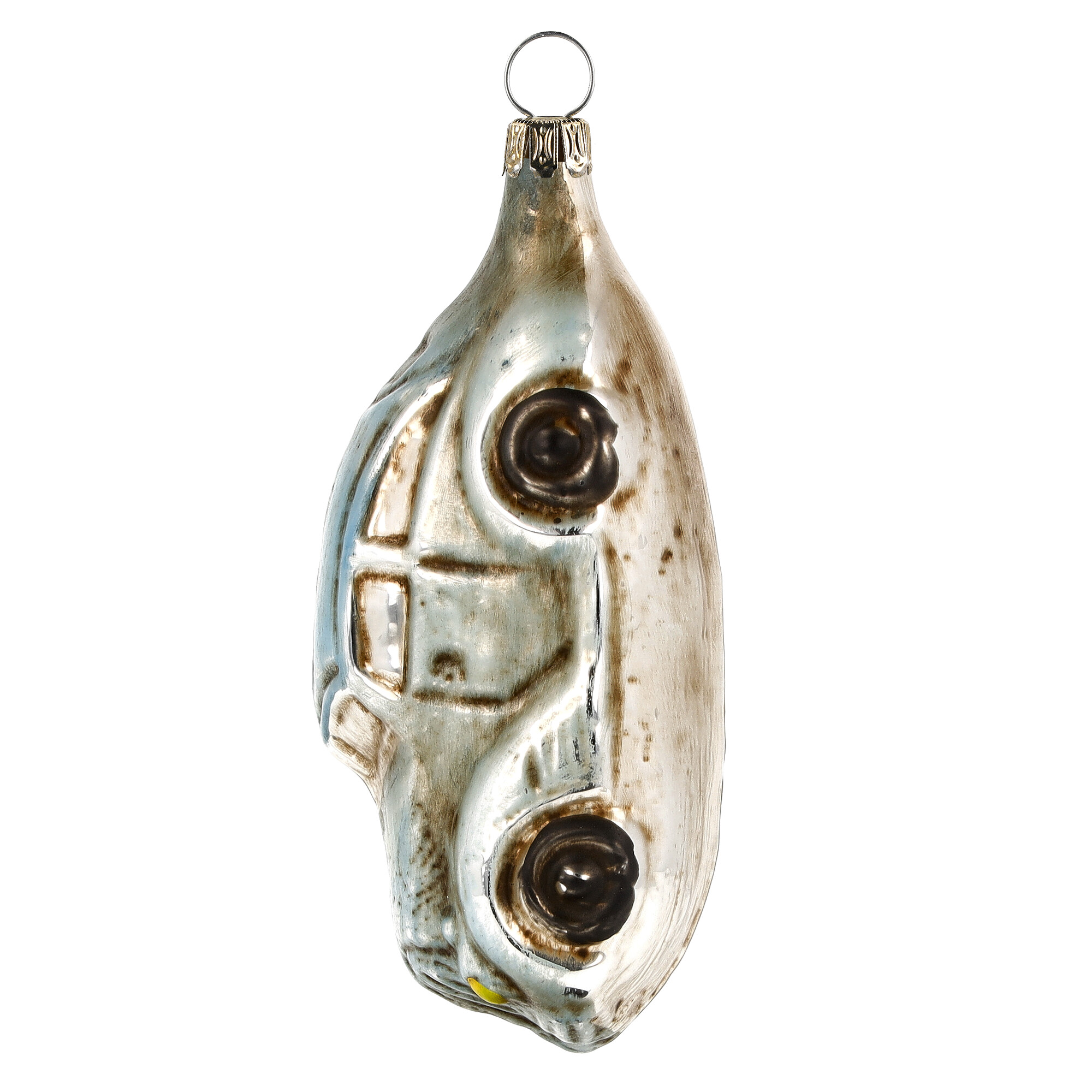 Vintage Auto Christbaumschmuck aus Glas, silber