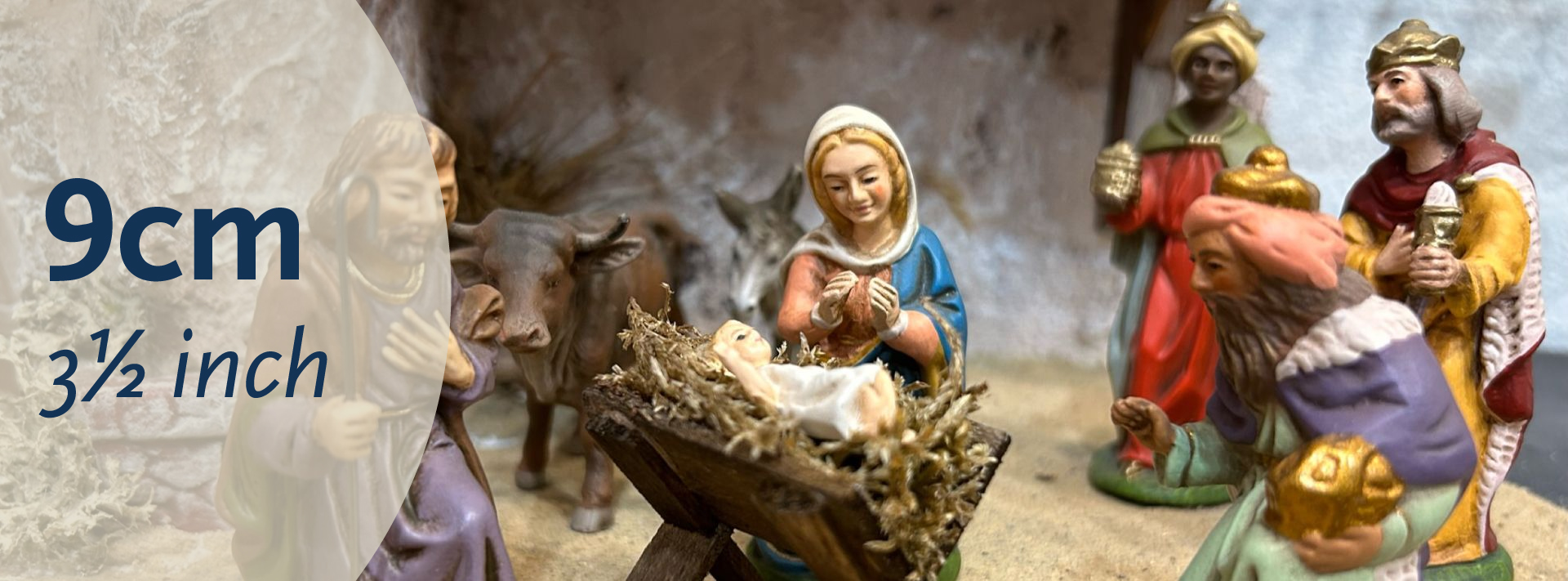 Weihnachtskrippe 9 cm: Heilige Familie, Drei Könige