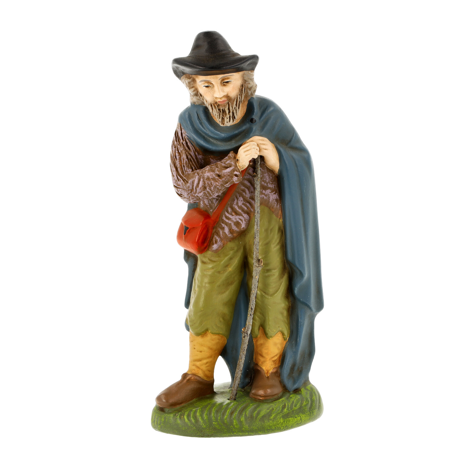 Hirtenfigur mit Stab und Umhang für die Weihnachtskrippe