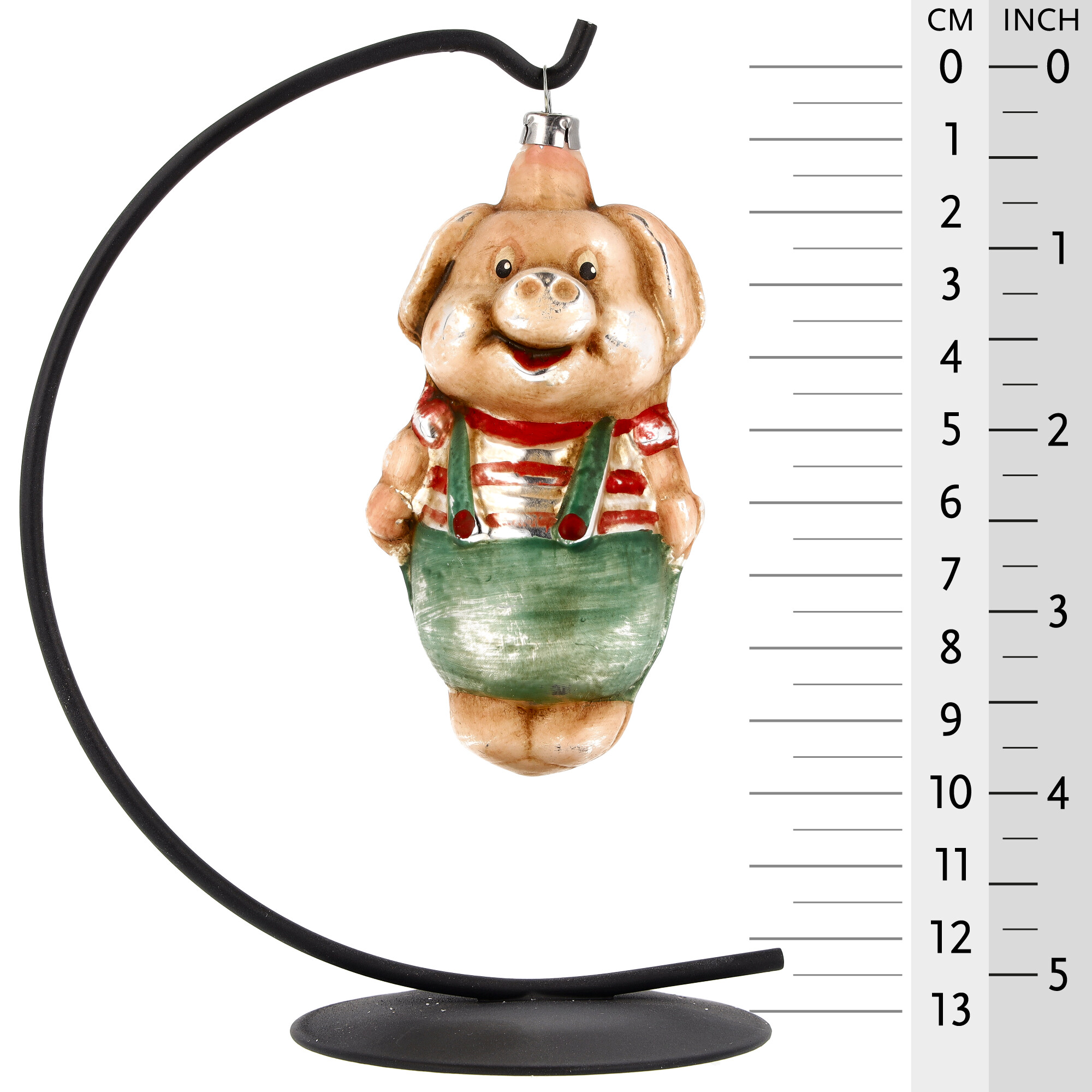 Weihnachtsbaumschmuck Schwein in Latzhose