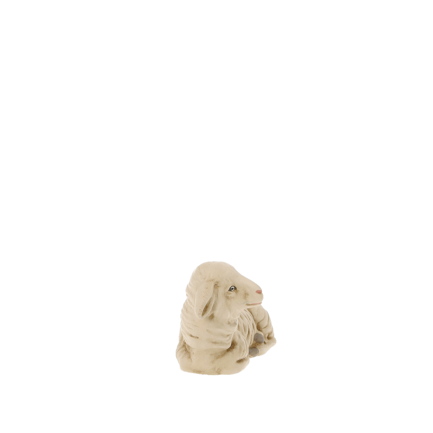 Liegendes Schaf als Krippenfigur, cremefarben