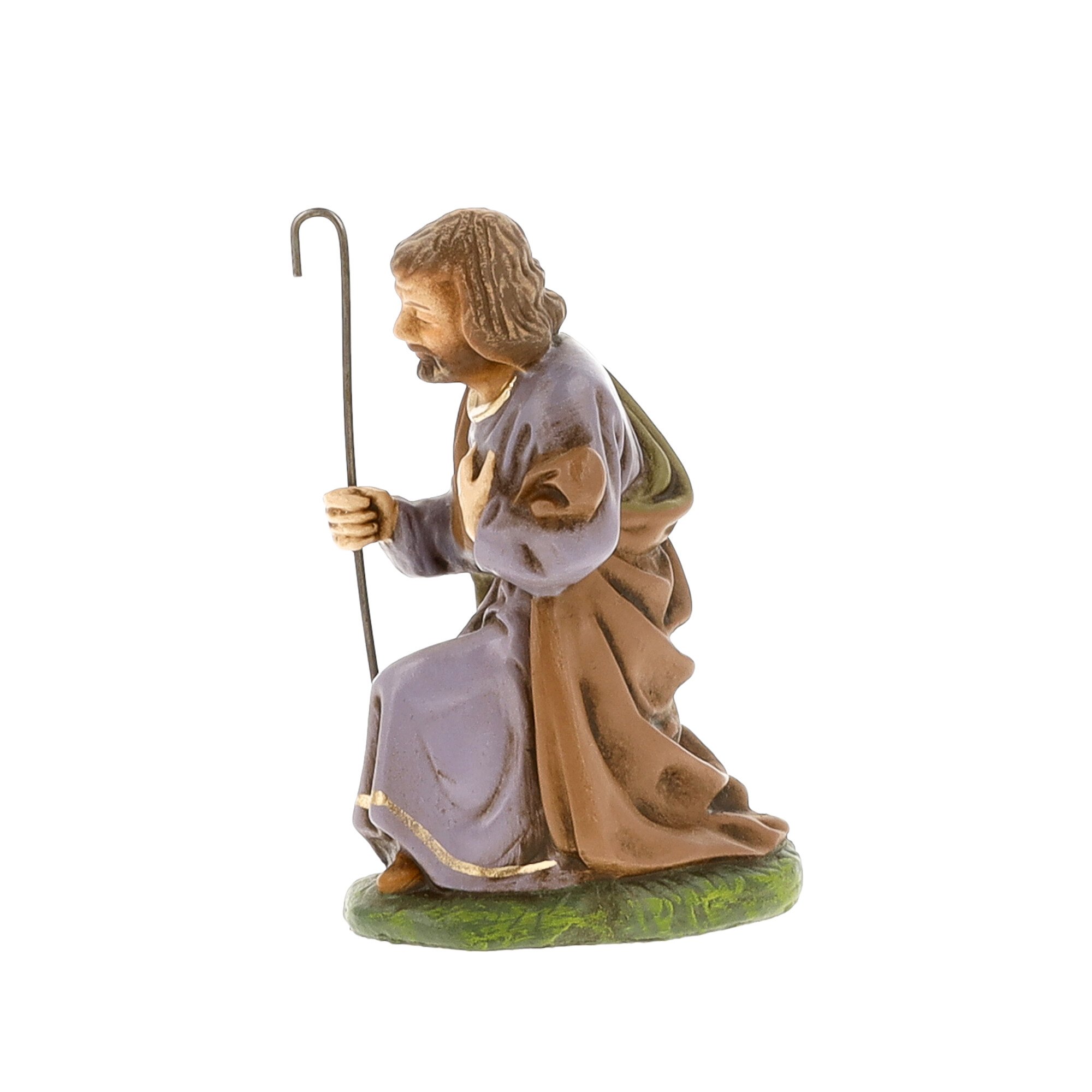 Weihnachtskrippe Hirte kniend mit Stab Figur