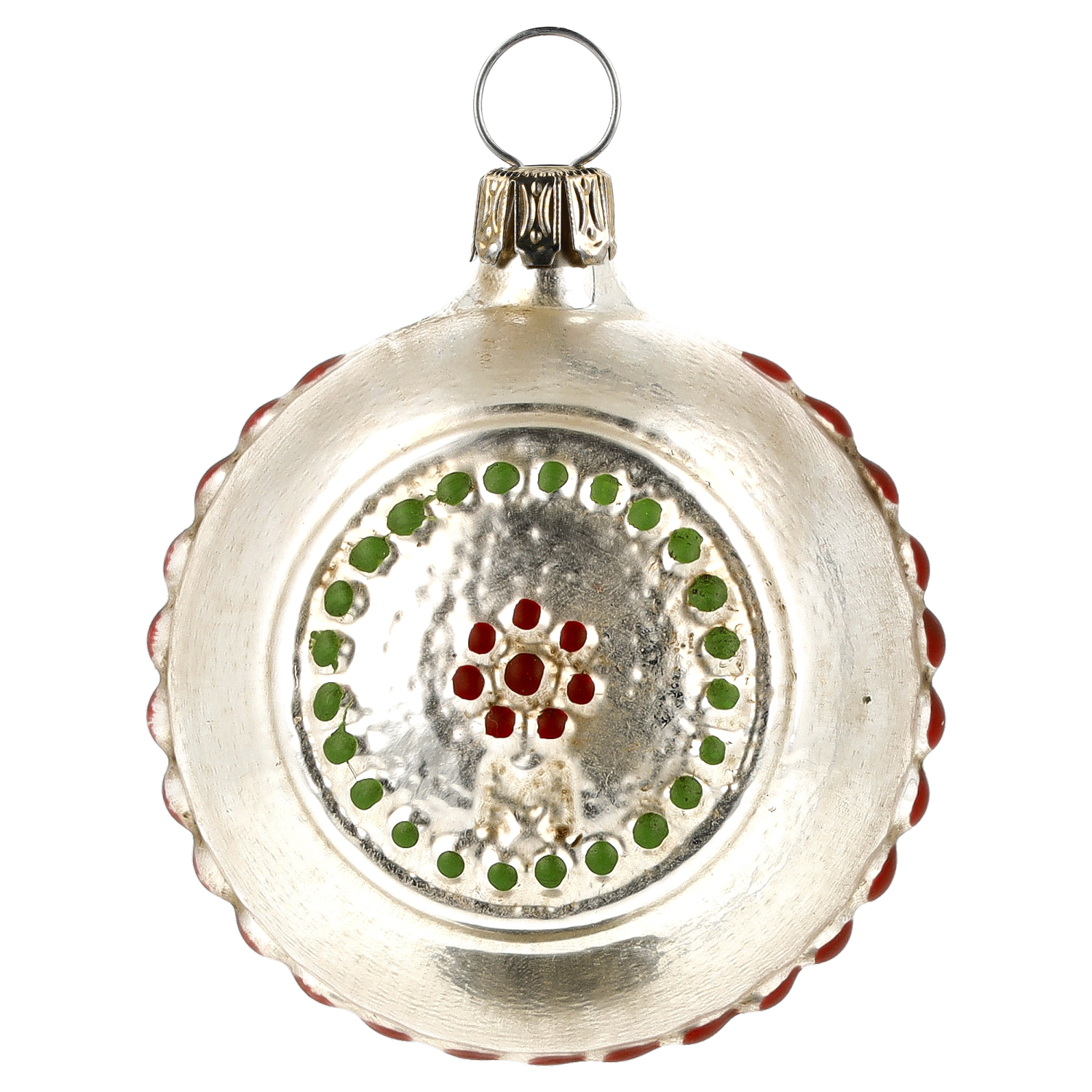 Reflektor-Weihnachtsbaumkugel aus Glas, silber, rot, grün