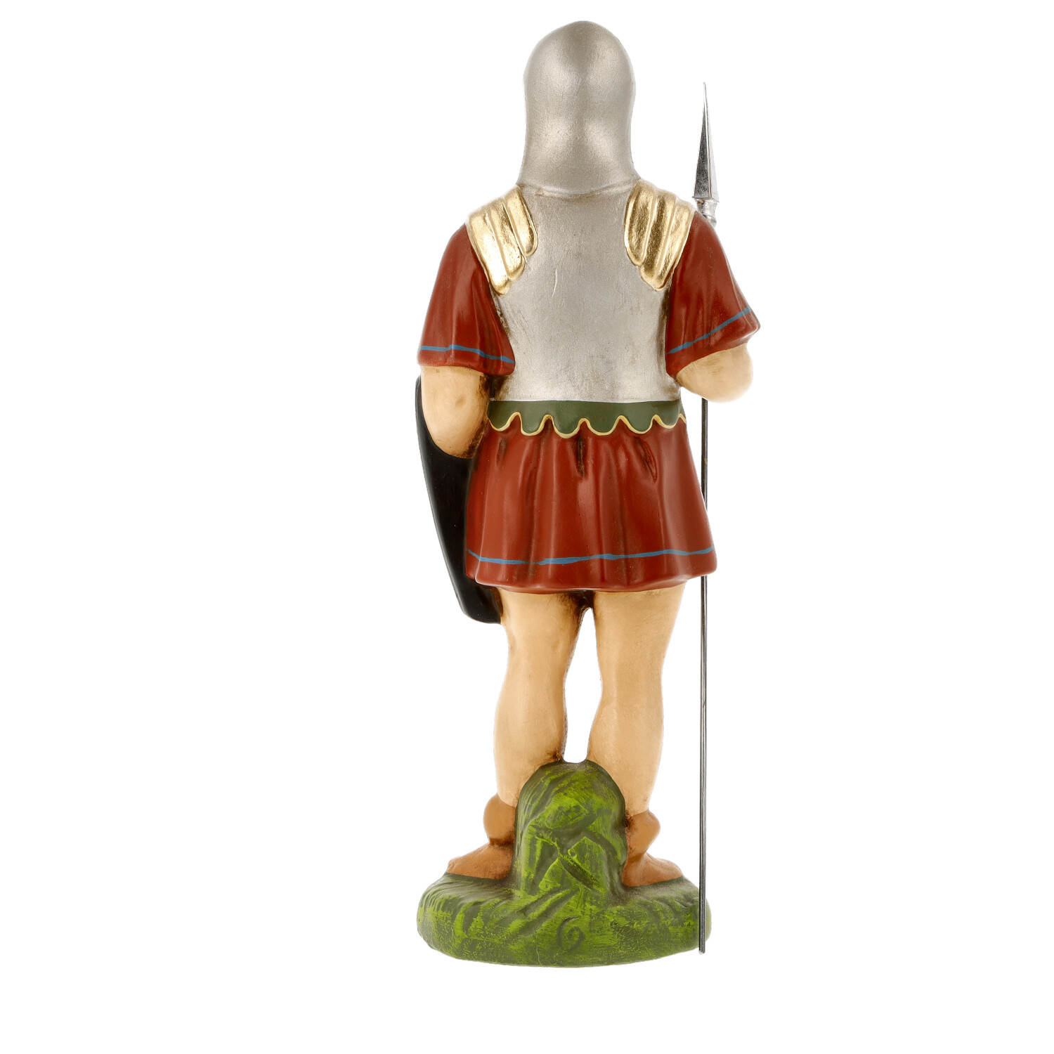 Mittelalterliche Ritterfigur mit Speer und Schild, hinten