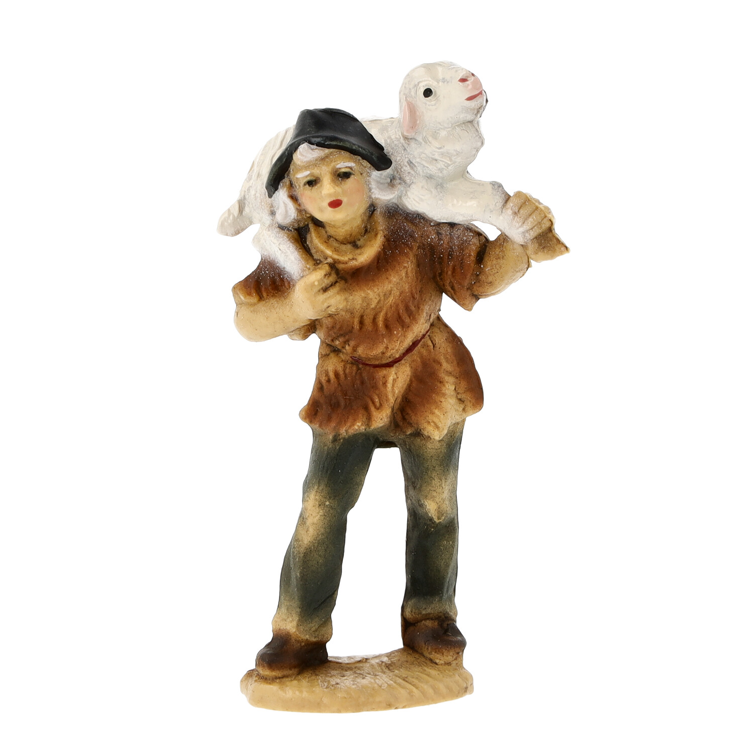 Hirte mit Schaf auf Schulter, 7cm (Kunststoff) - Marolin Plastik - Krippenfigur aus Kunststoff - made in Germany