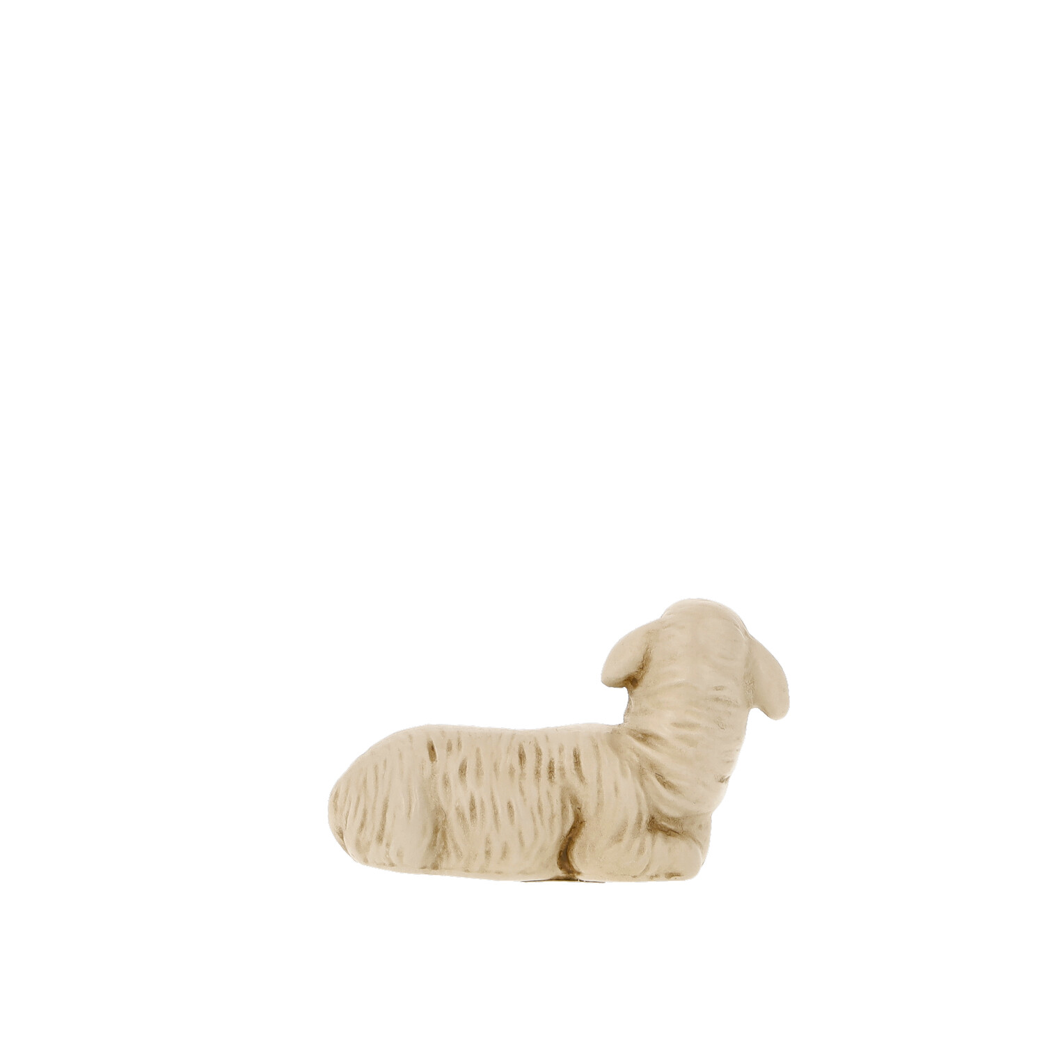 Liegendes Schaf als Krippenfigur in Beige