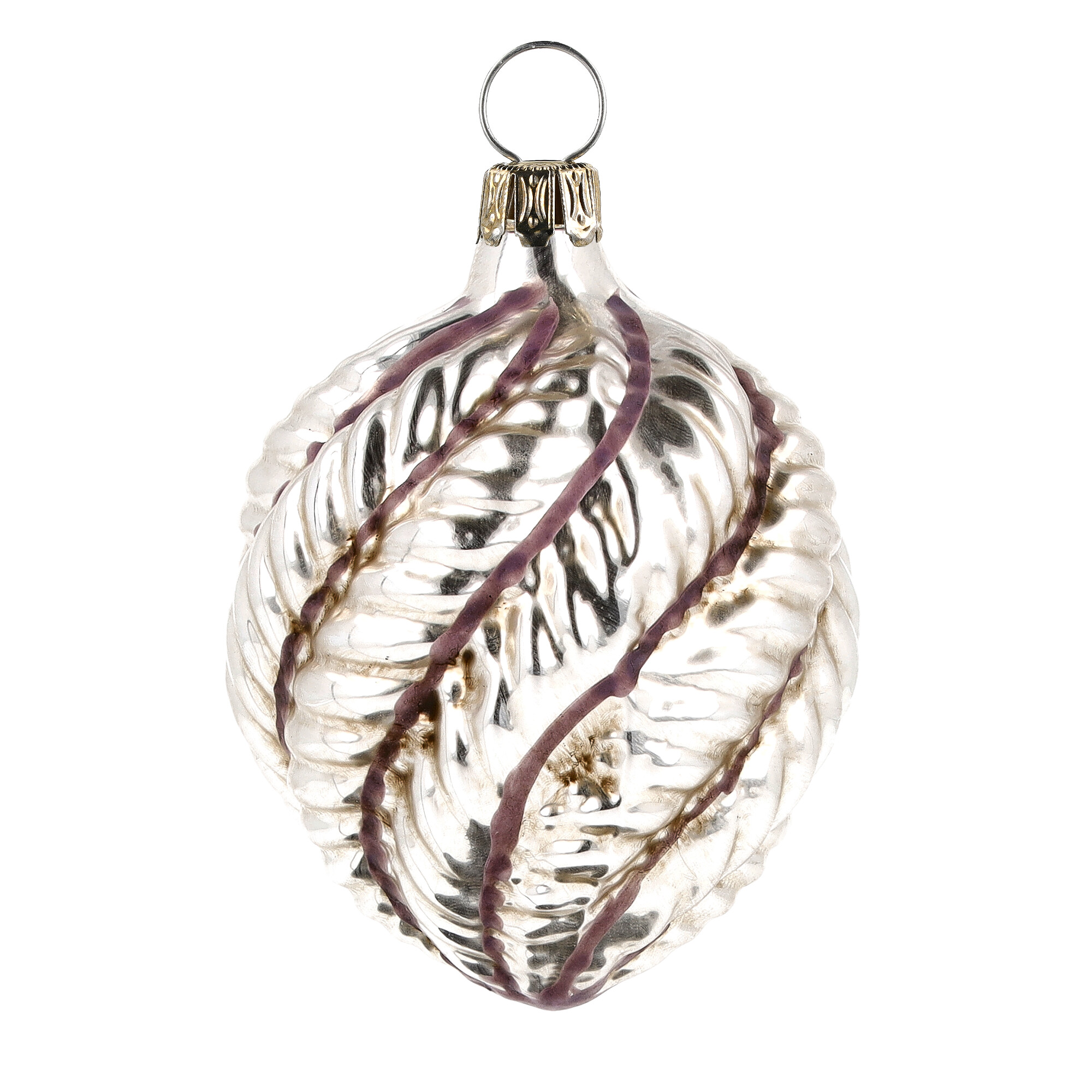 Nostalgisches Glasornament - Kugel mit Twist und lila Streifen