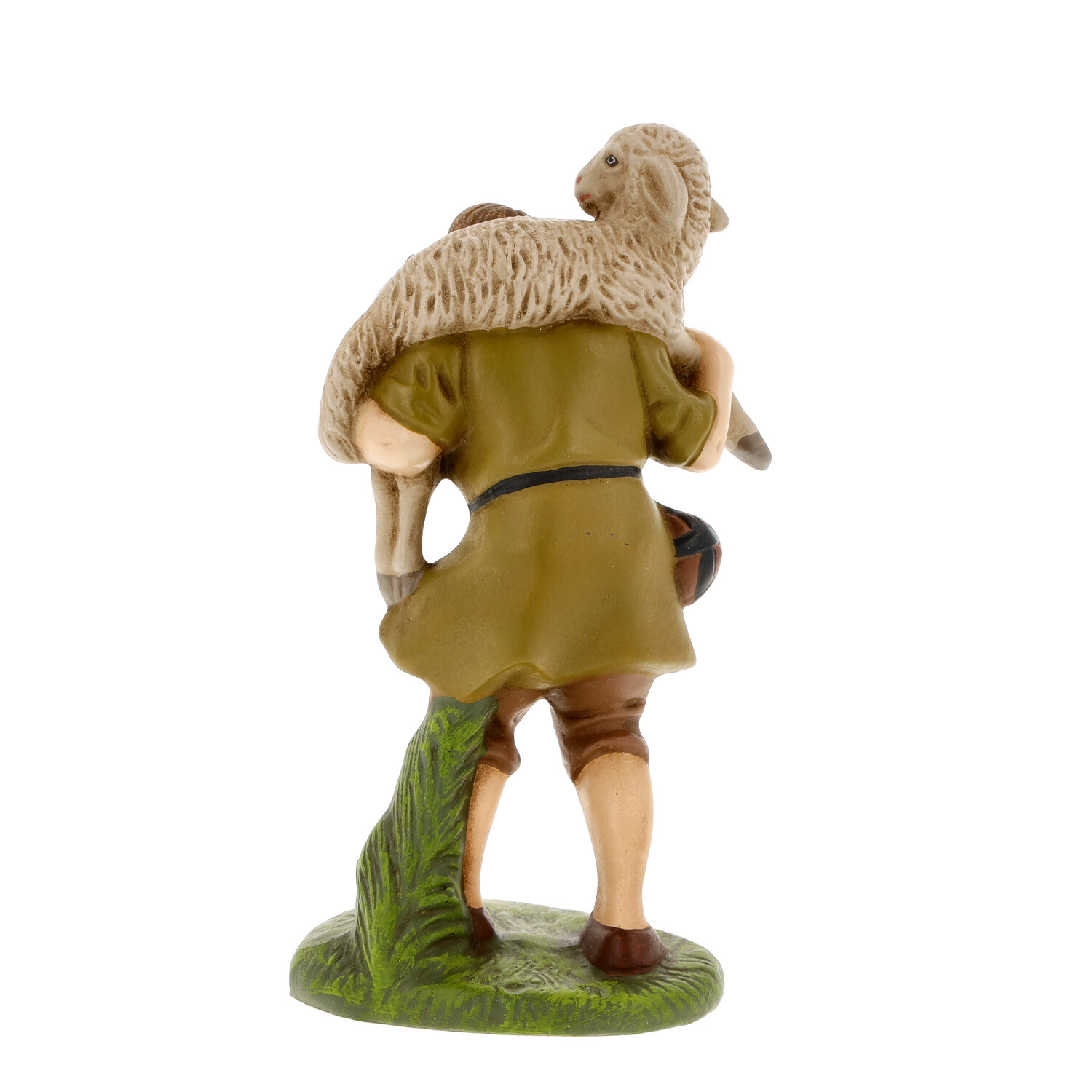 Krippenfigur: Hirte mit Schaf auf den Schultern, hinten