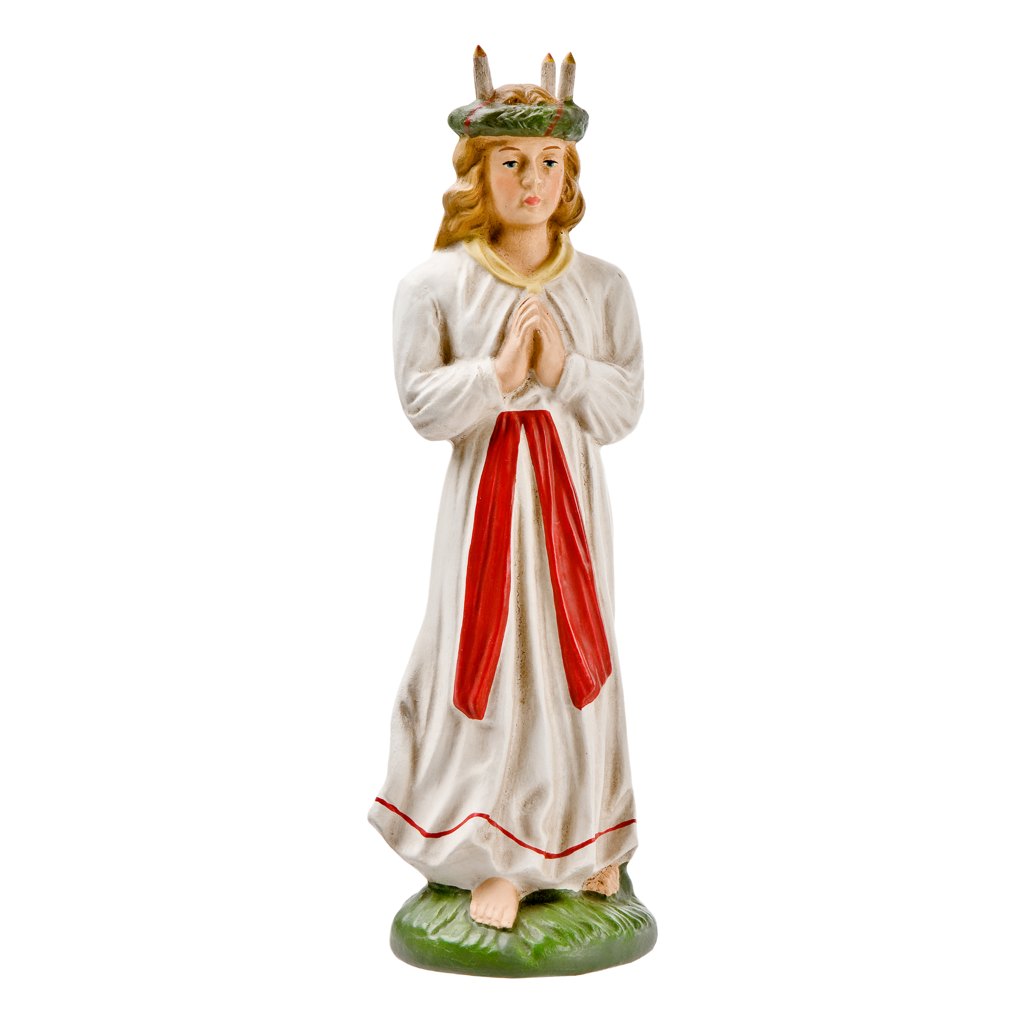 St. Lucia Figur betend mit Kerzenkranz