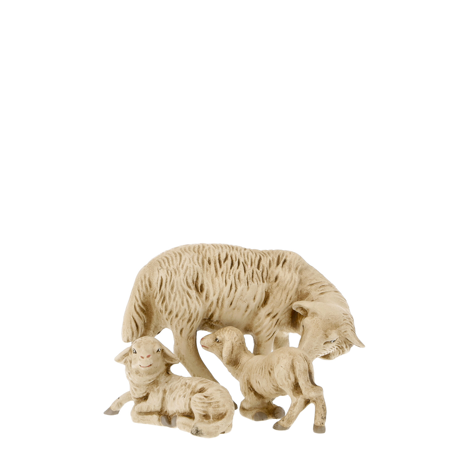 Dekofigur Schaf mit zwei Lämmern für Weihnachtskrippe
