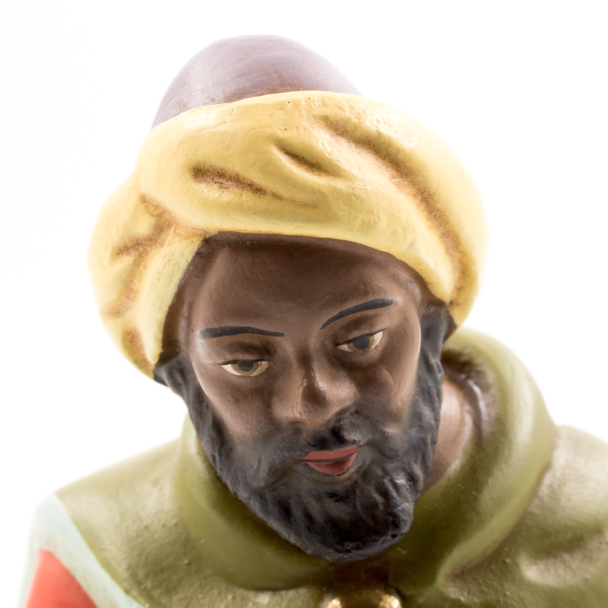 Nahaufnahme Krippenfigur König mit Turban