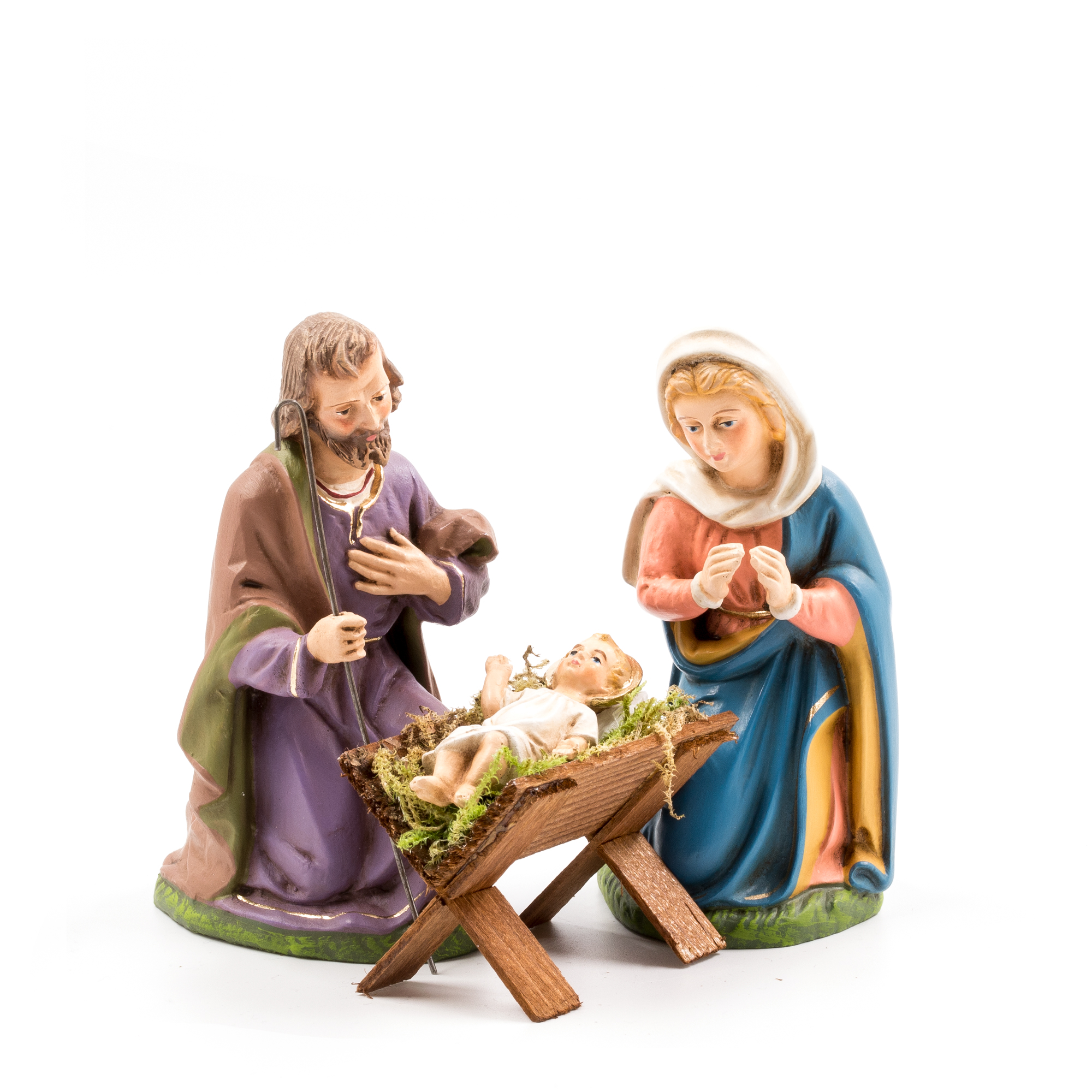 Krippenszene: Maria, Josef und Jesuskind in der Krippe