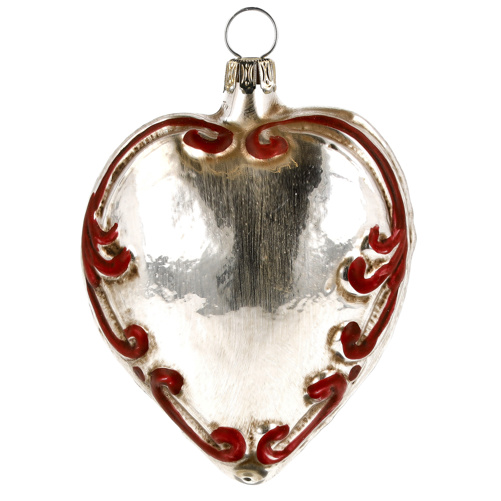 Nostalgisches Glasornament - Herz mit barocken Ornamenten