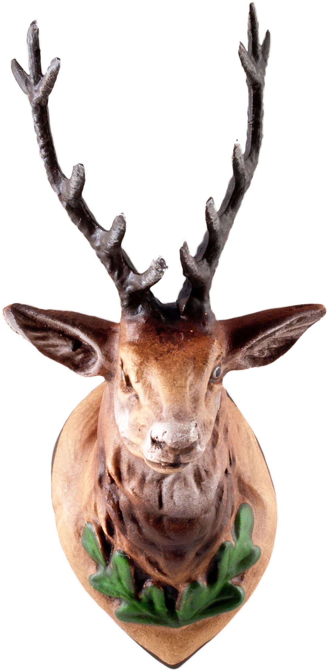 Jagdtrophäe Hirschkopf mit Zinngeweih (groß), zu 12 - 14cm Figuren