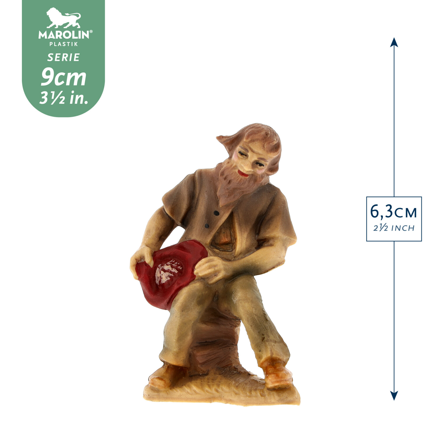 Hirte fütternd (sitzend), zu 9cm Fig. - Marolin Plastik - Krippenfigur aus Kunststoff - made in Germany