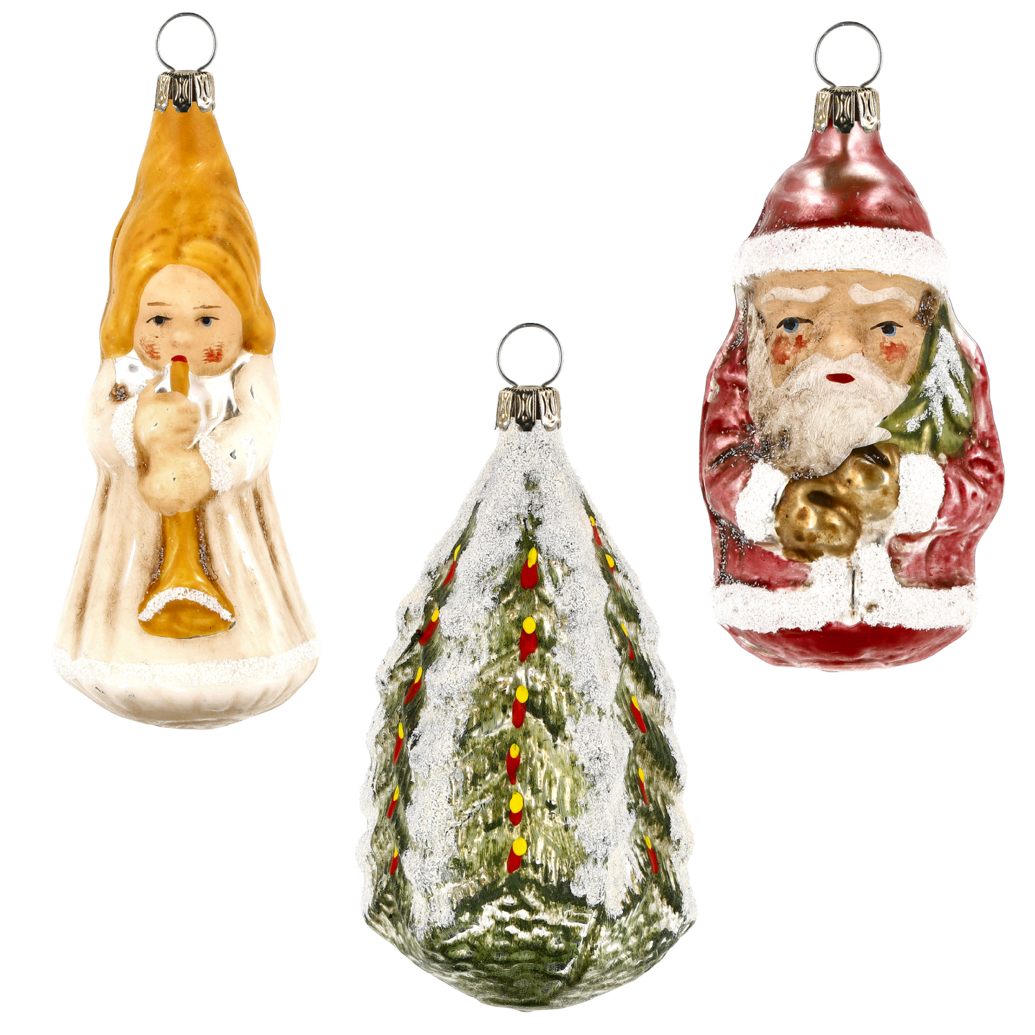 3er-Set Christbaumschmuck: Engel, Tannenbaum, Nikolaus