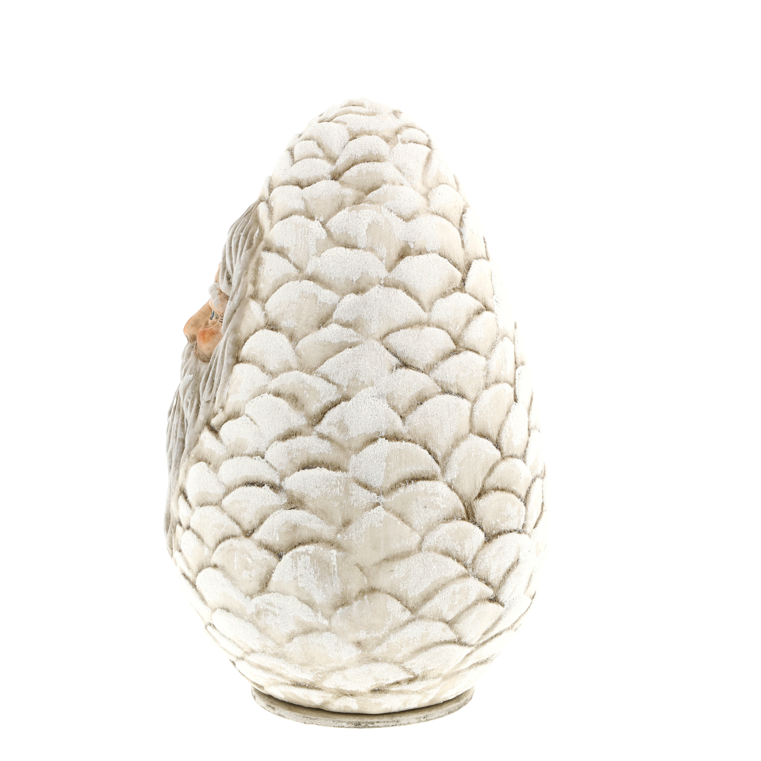 Weihnachtsdeko: Zapfenfigur mit Santa-Gesicht, weiß