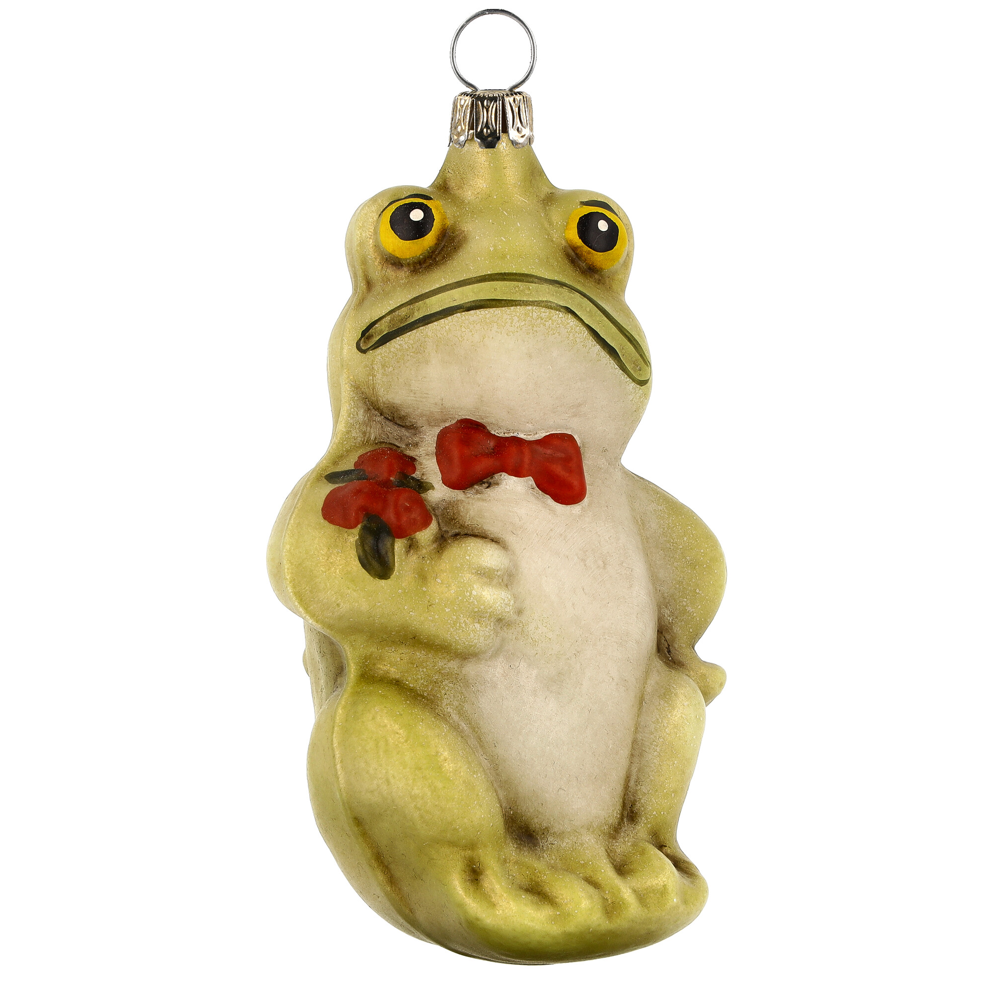 Frosch Anhänger mit roter Fliege und Blume, Weihnachten