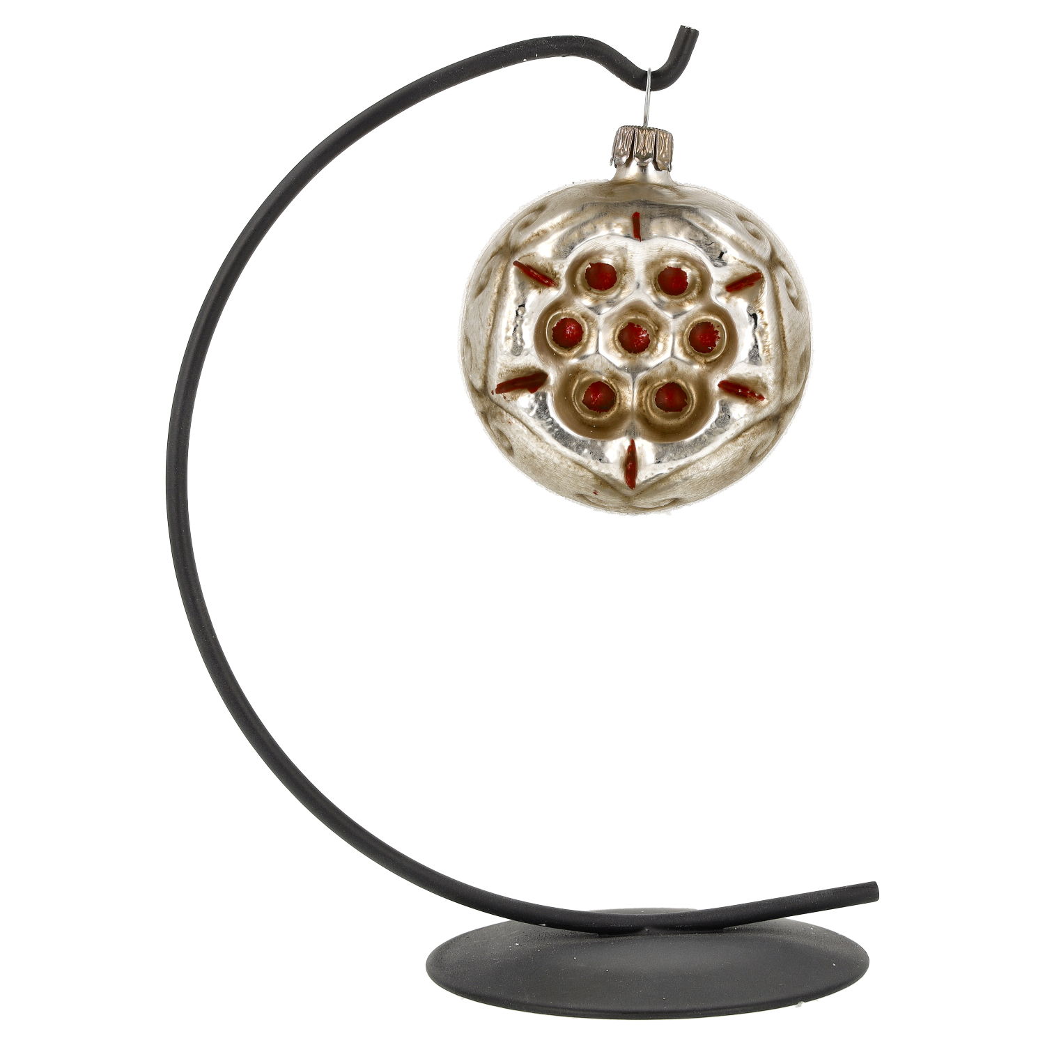 Glas-Ornamentkugel Rote Blume, patiniert – MAROLIN