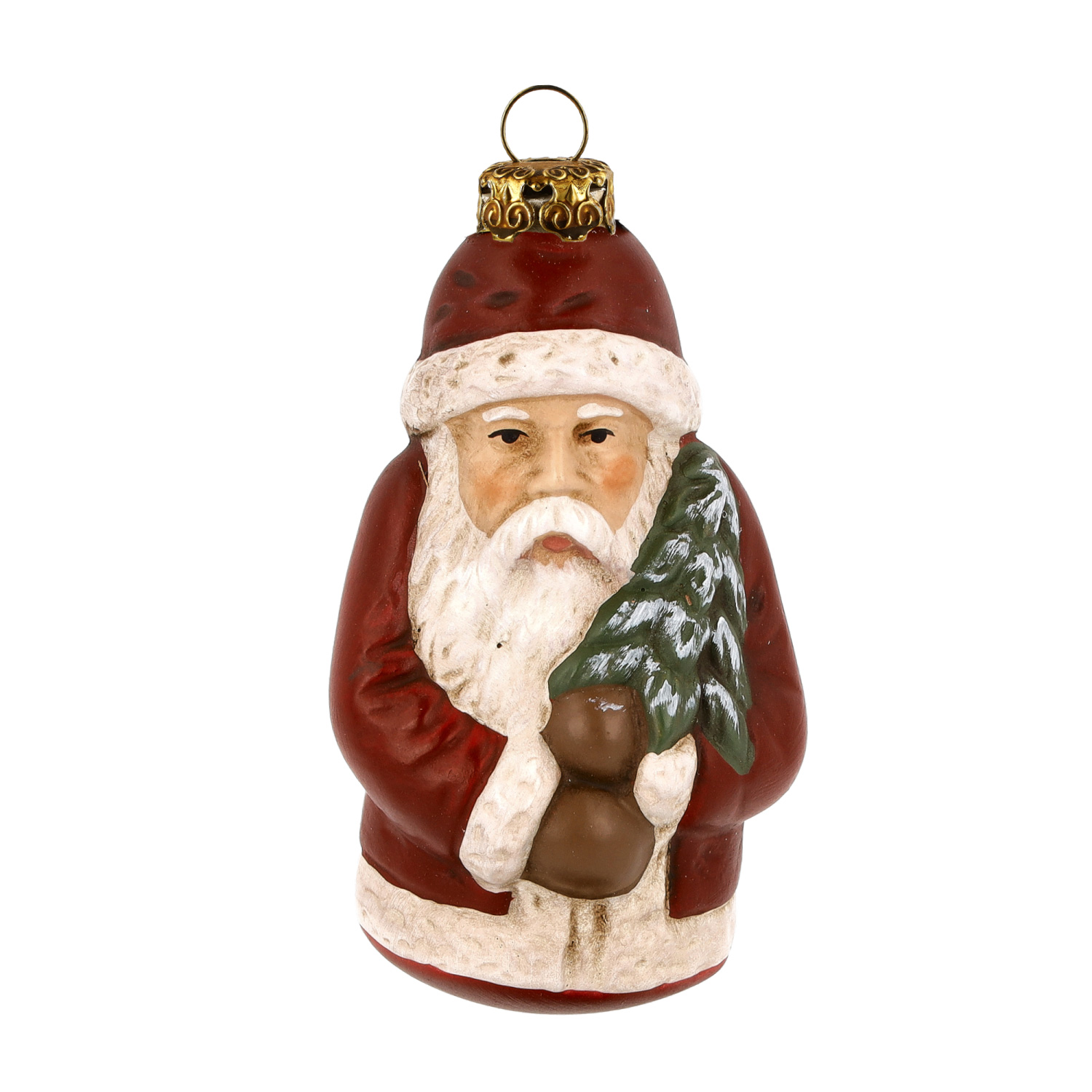 Christbaumschmuck: Weihnachtsmann mit Tannenbaum, Glas
