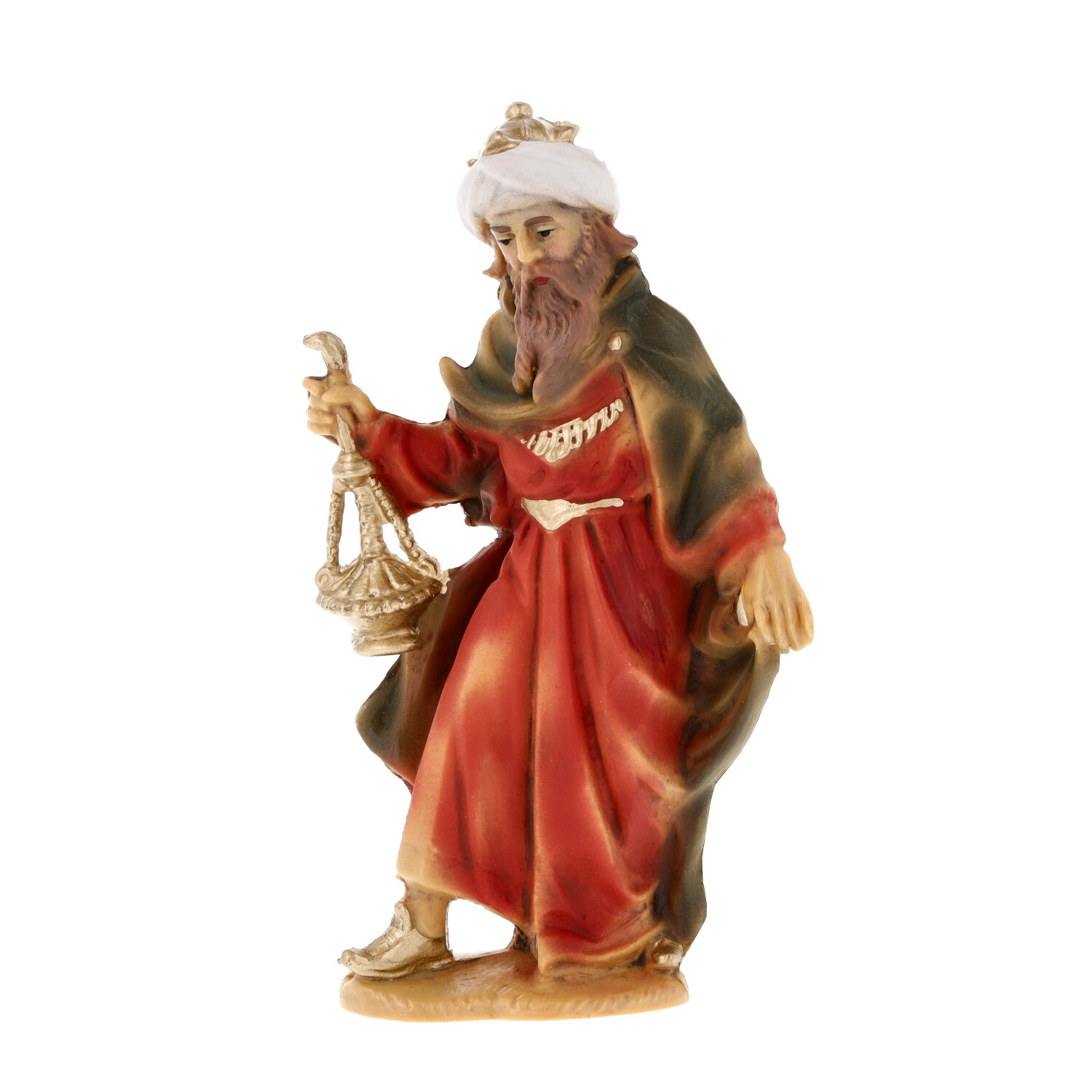 Krippenfigur eines Weisen Königs mit Weihrauchfass