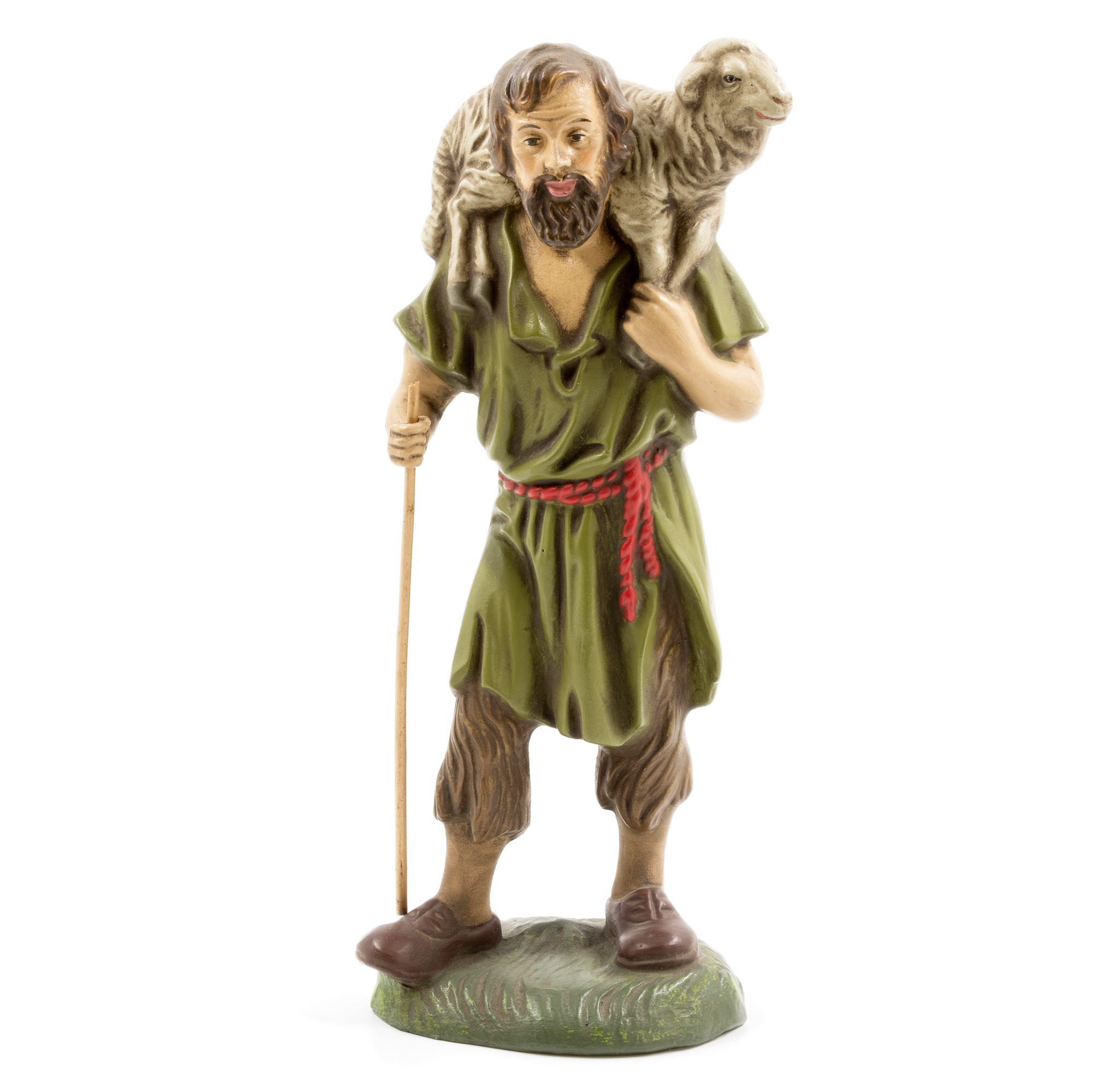 Schäfer mit Lamm auf Schultern – Krippenfigur