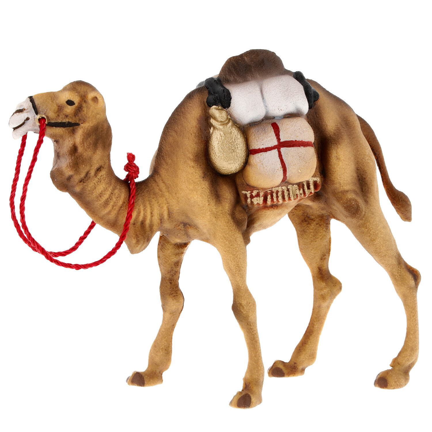 Kamel-Spielfigur mit Packsattel und rotem Zügel