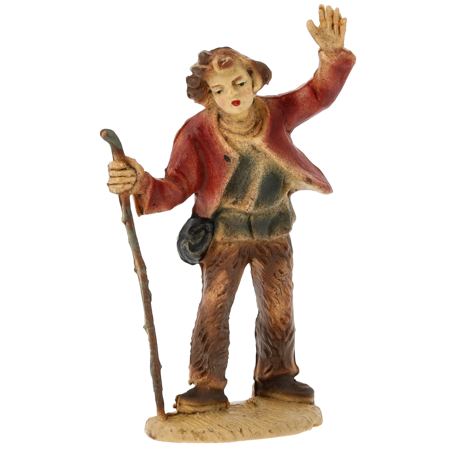 Handbemalte Wanderer-Figur mit Gehstock, Deko